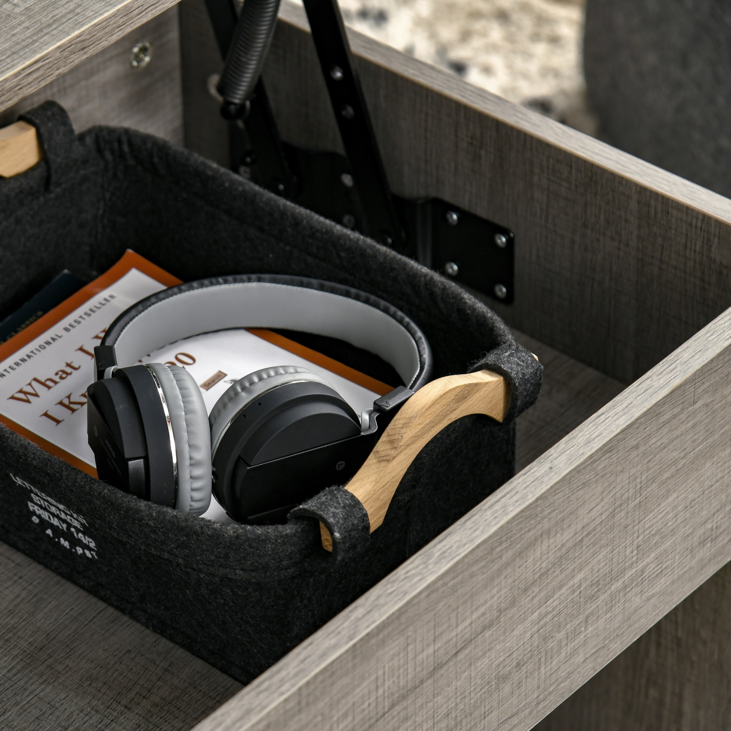 HOMCOM Lift Top Coffee Table, Modern Center Table with Storage Shelves and Hidden Compartment for Living Room, Home Office, 41" L, Grey