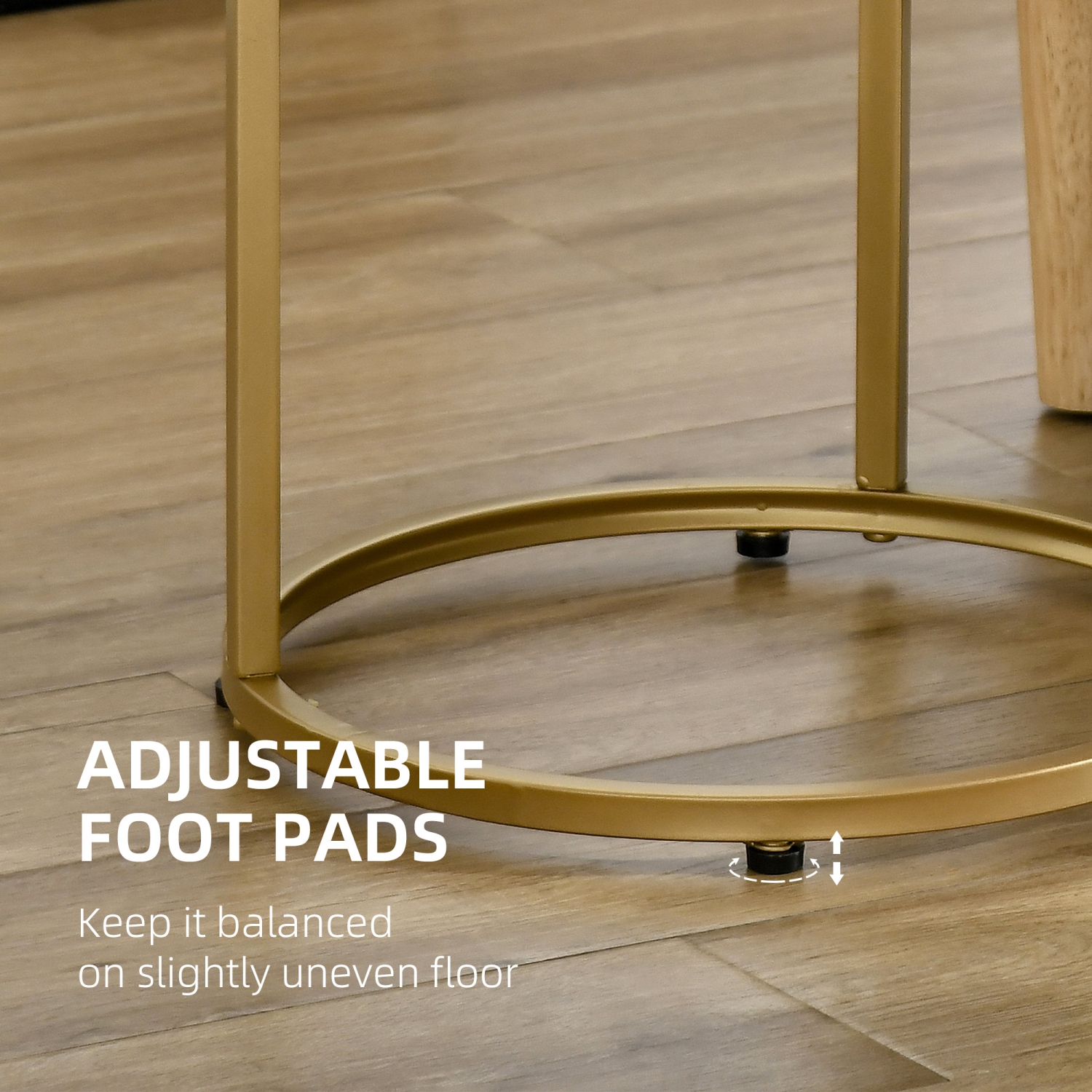 Homcom Lot de 2 tables basses gigognes avec base en métal, table d'appoint ronde avec plateau en verre trempé pour salon, chambre, doré