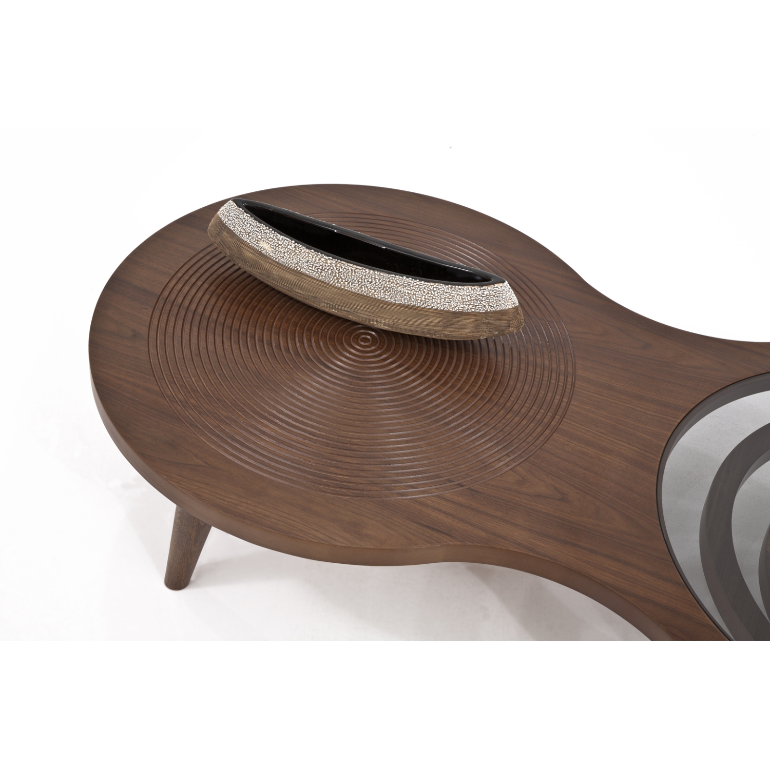 Table basse très élégante en bois et en verre - 52 po