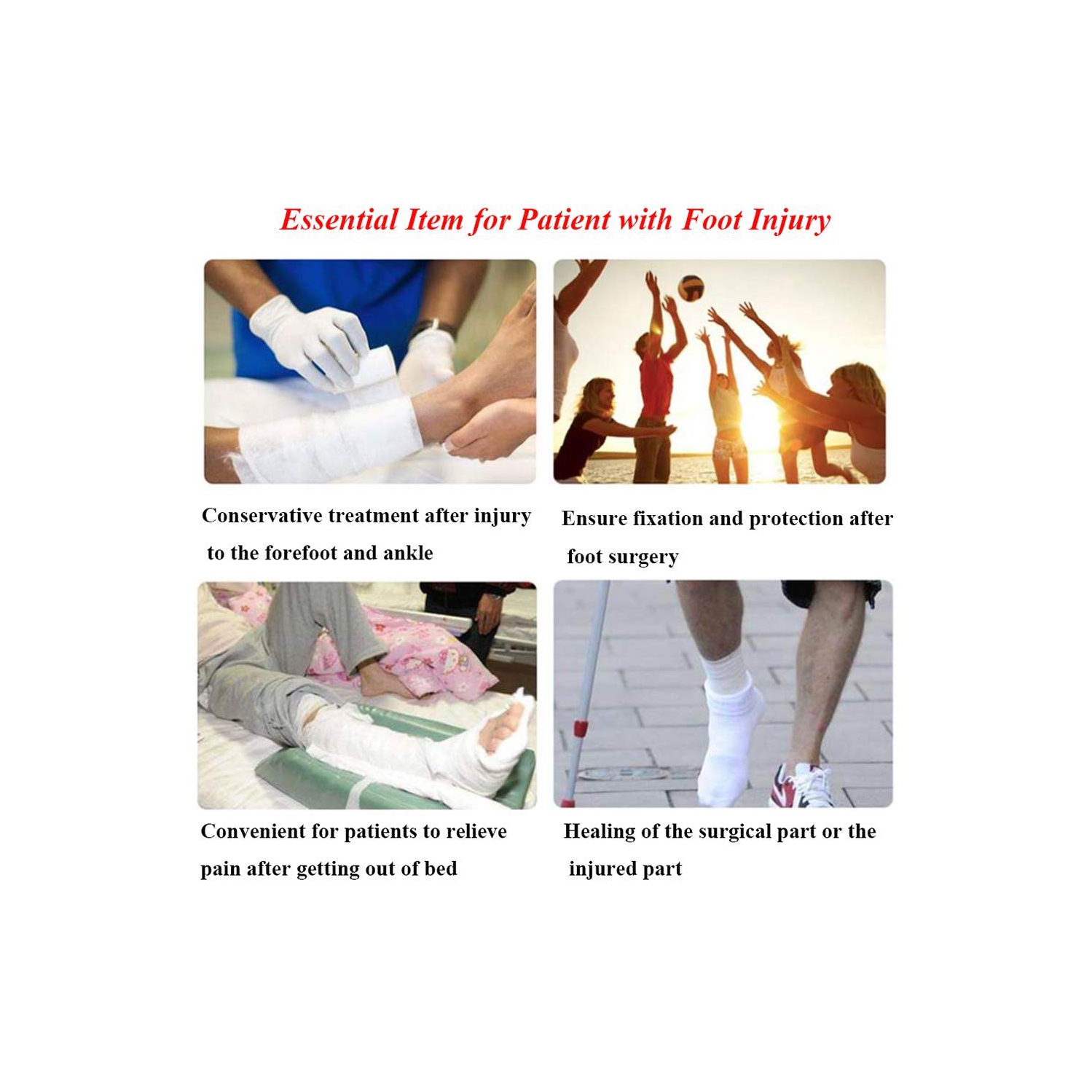 ISTAR Postoperative Recovery Walking Gypsum Shoe Foot Fracture Surgical Open Toe Plaster Cast Shoe Ankle Brace Sprain Fixation Stability Shoe Cover