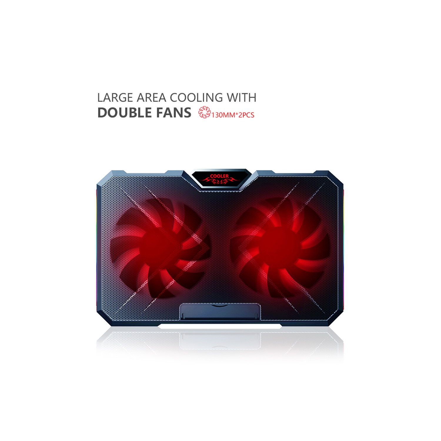 RGB Laptop Cooling Pad for 11"-17.3" Notebook Laptop Cooler with 2 Big Quiet Cooling Fans - axGear