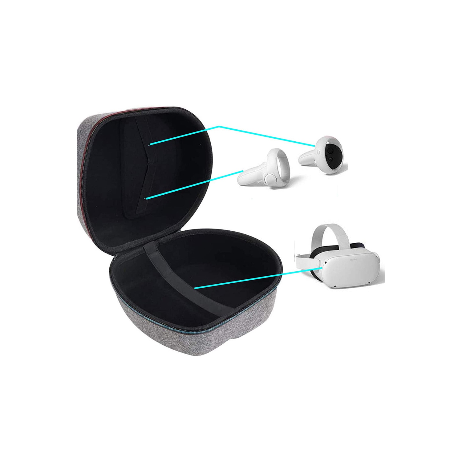 Hard Carrying Case for Oculus Quest 2 All-in-one VR Gaming Headset and Controllers Protective Storage Travel Box Black - axGear