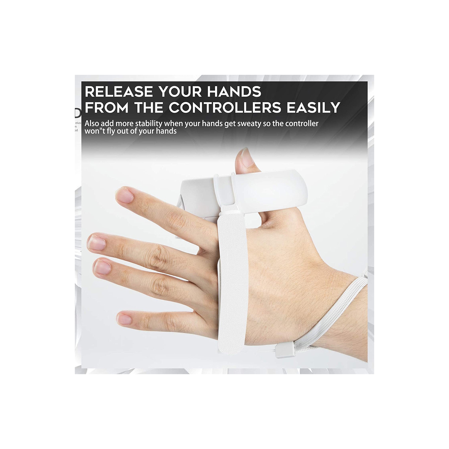 1 Pair Adjustable Hand Grip Strips Accessories for Oculus Quest 2 VR Gaming Headset Controller Handle Dropping Prevention White - axGear