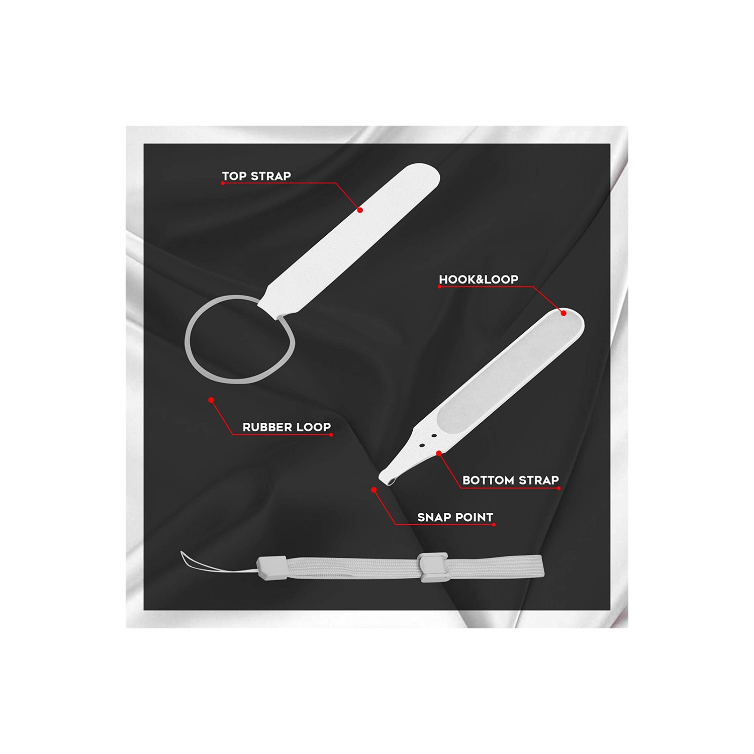 1 Pair Adjustable Hand Grip Strips Accessories for Oculus Quest 2 VR Gaming Headset Controller Handle Dropping Prevention White - axGear