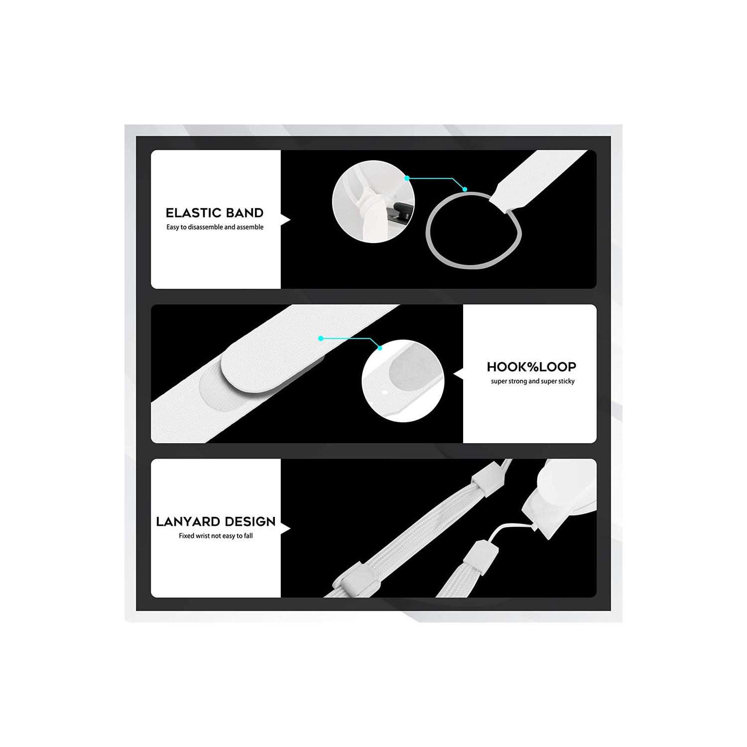 1 Pair Adjustable Hand Grip Strips Accessories for Oculus Quest 2 VR Gaming Headset Controller Handle Dropping Prevention White - axGear