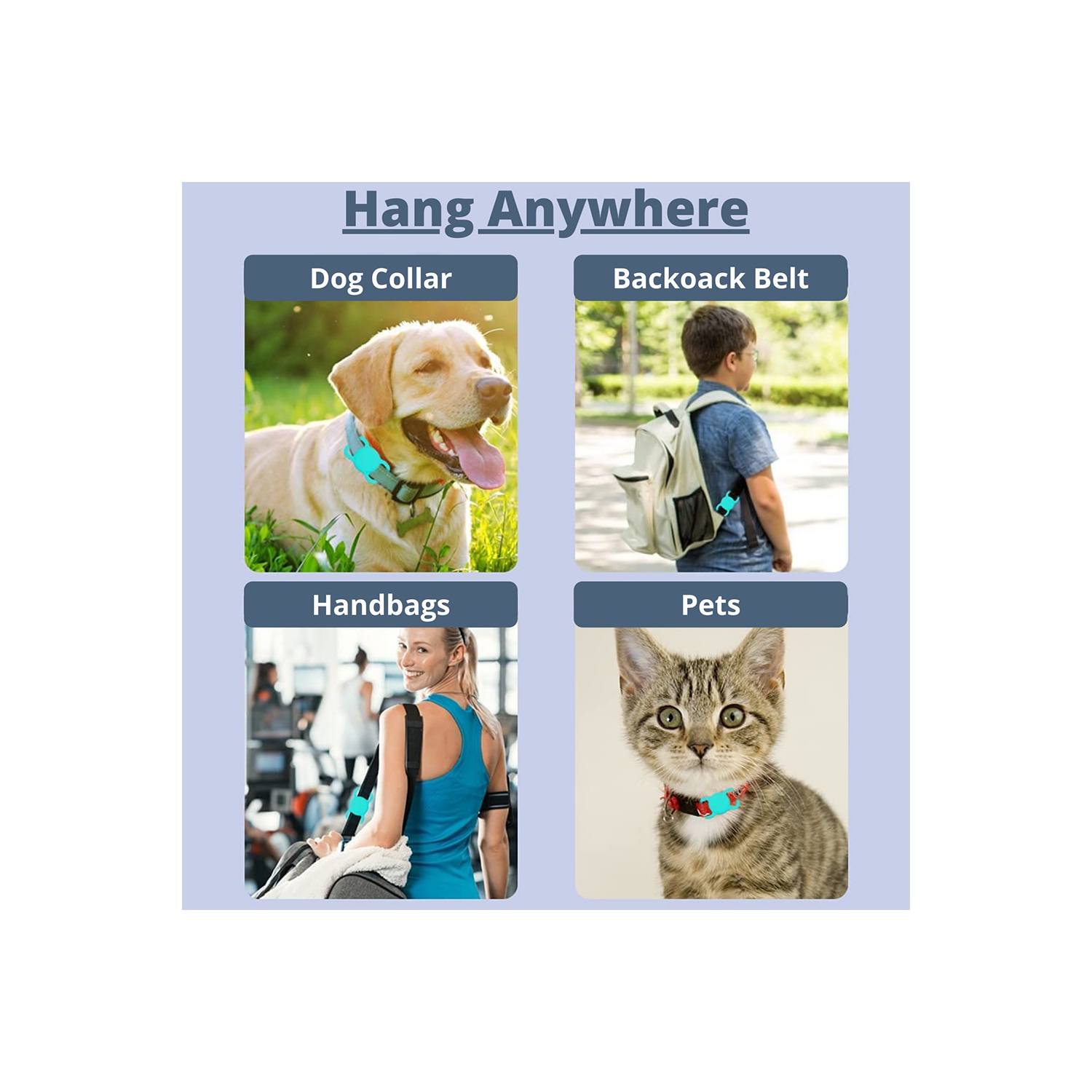 [4 Pack] Silicon AirTag Case Compatible with AirTag 2021, Air Tag Protective Holder for Dog, Cat, Pet Collar Loop Holder, Safety Anti-Lost,