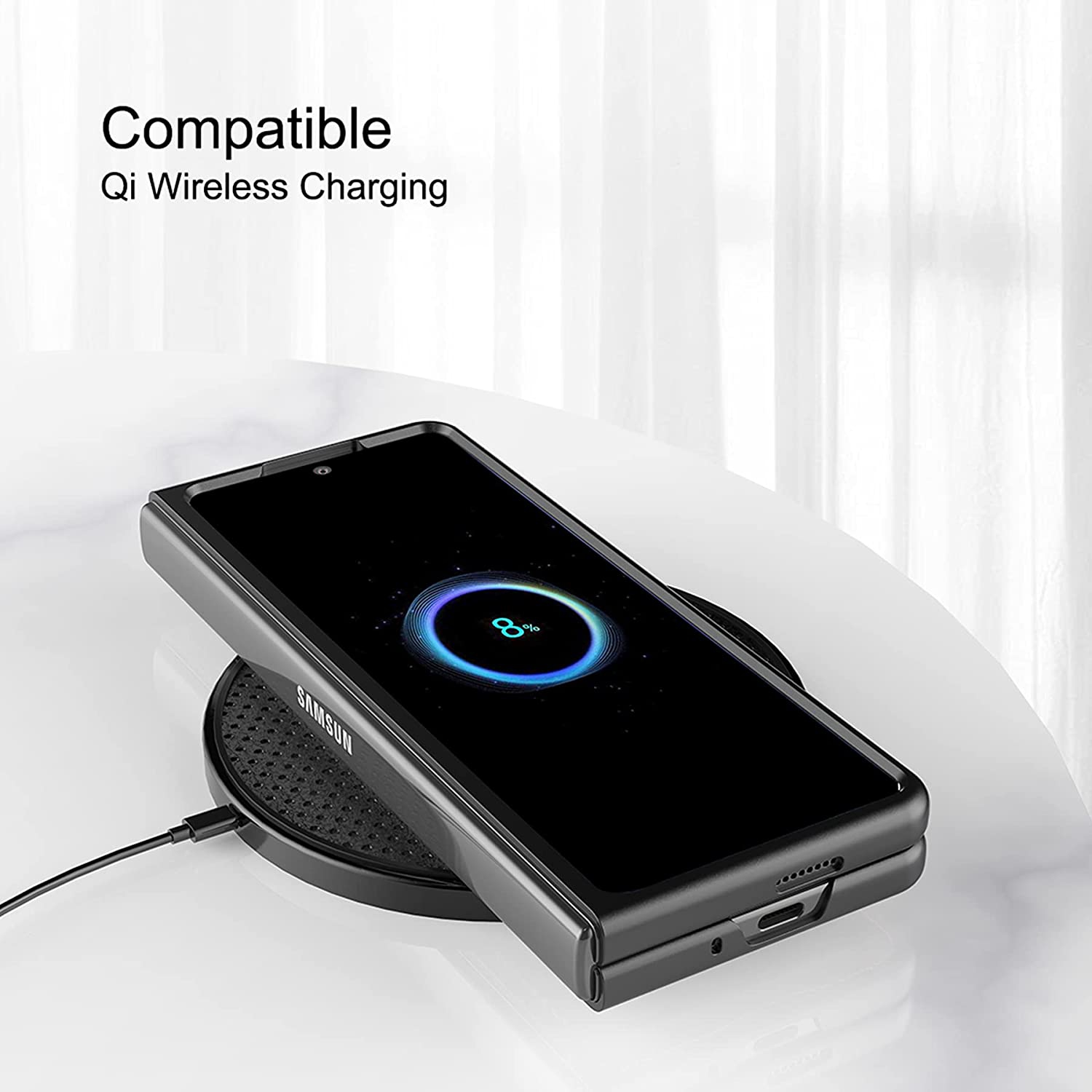 【CSmart】 Etui Coque à rabat en cuir rigide antichoc et antichoc pour Samsung Galaxy Z Fold 3 5G, brun