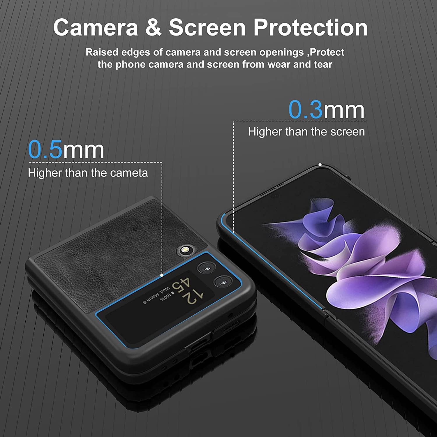 【CSmart】 Etui Coque à rabat en cuir rigide antichoc et antichoc pour Samsung Galaxy Z Flip 3 5G, Brun