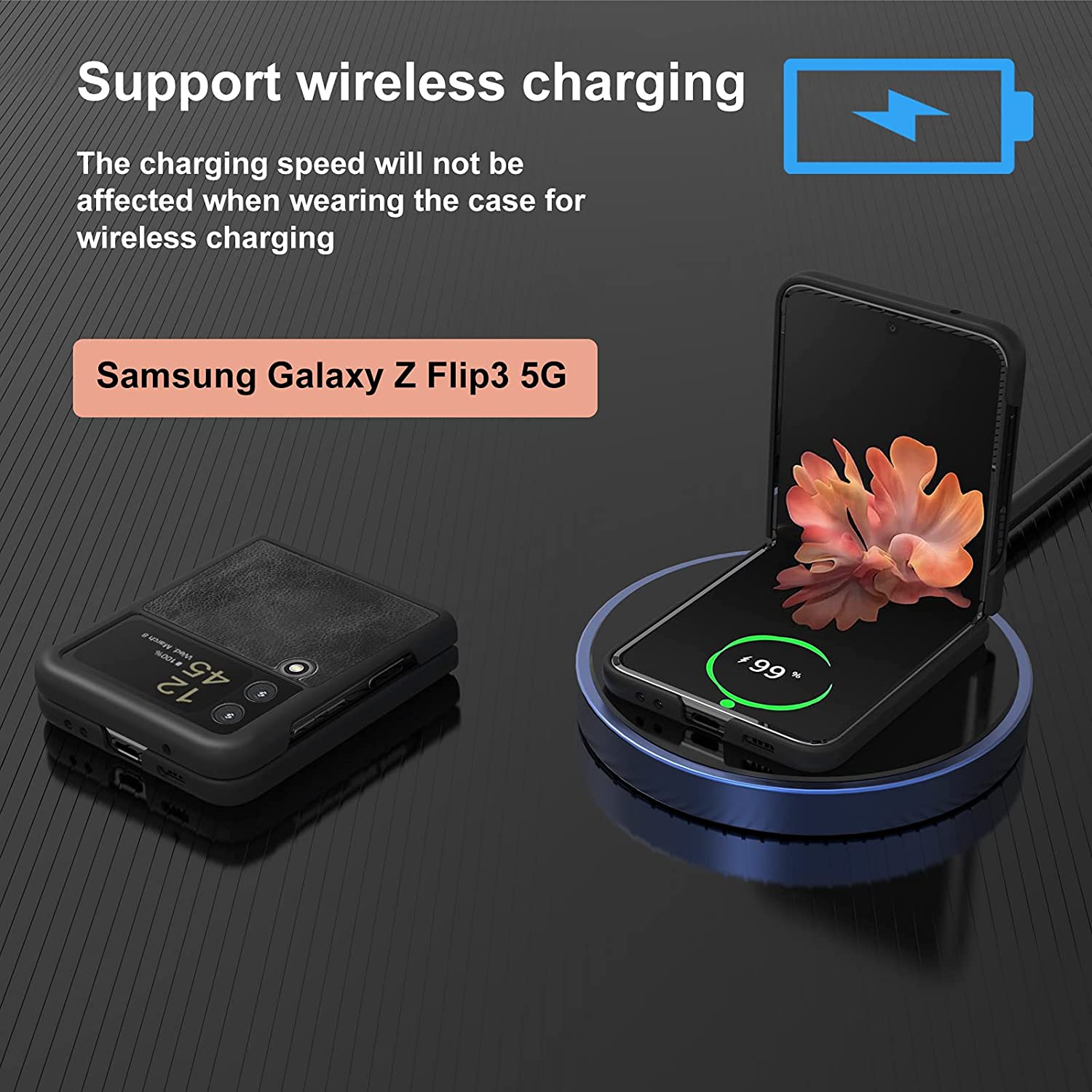 【CSmart】 Etui Coque à rabat en cuir rigide antichoc et antichoc pour Samsung Galaxy Z Flip 3 5G, Brun