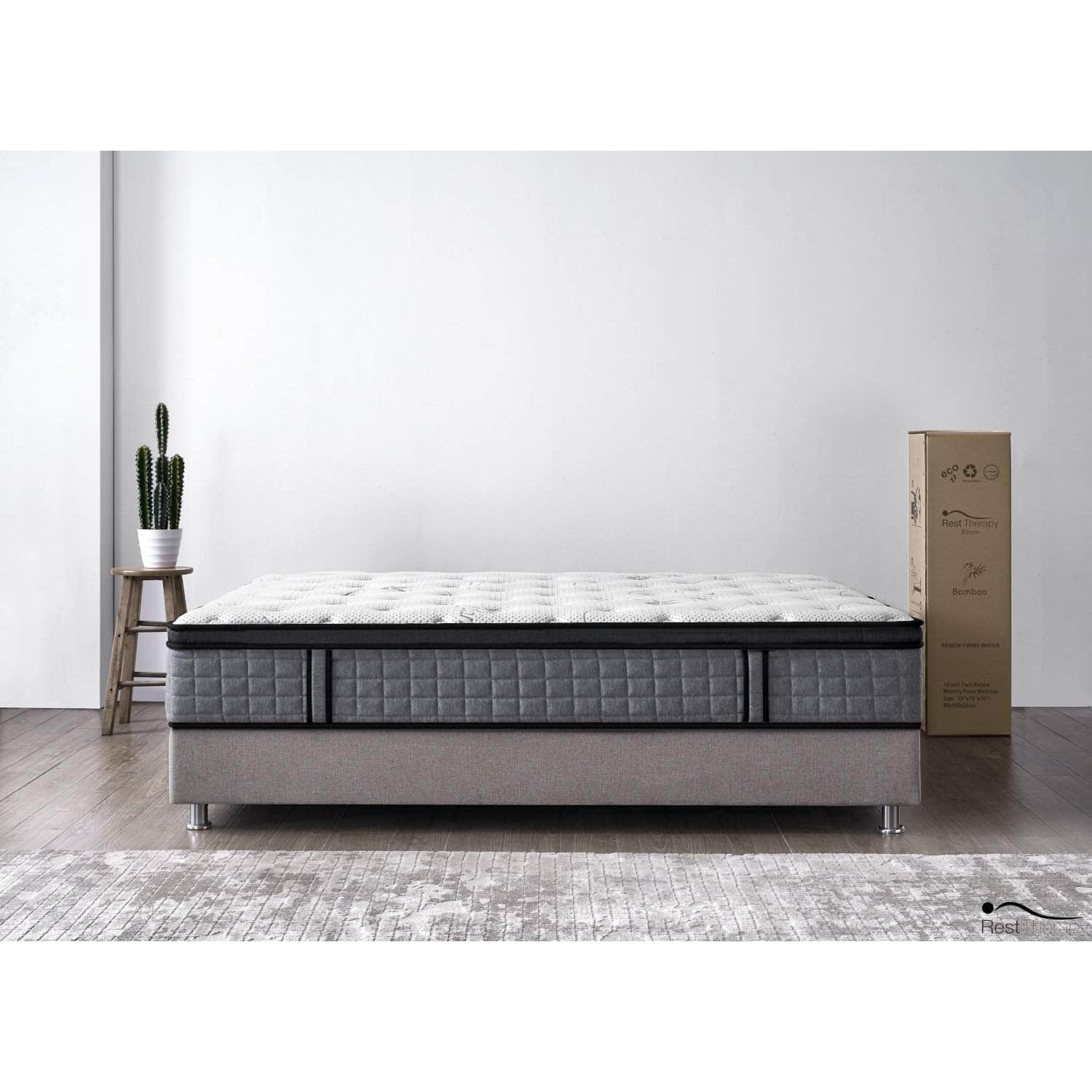 Rest Therapy 12 Inch Bliss Bamboo Hybrid Pocket Coil Mattress with Cool Gel Memory Foam