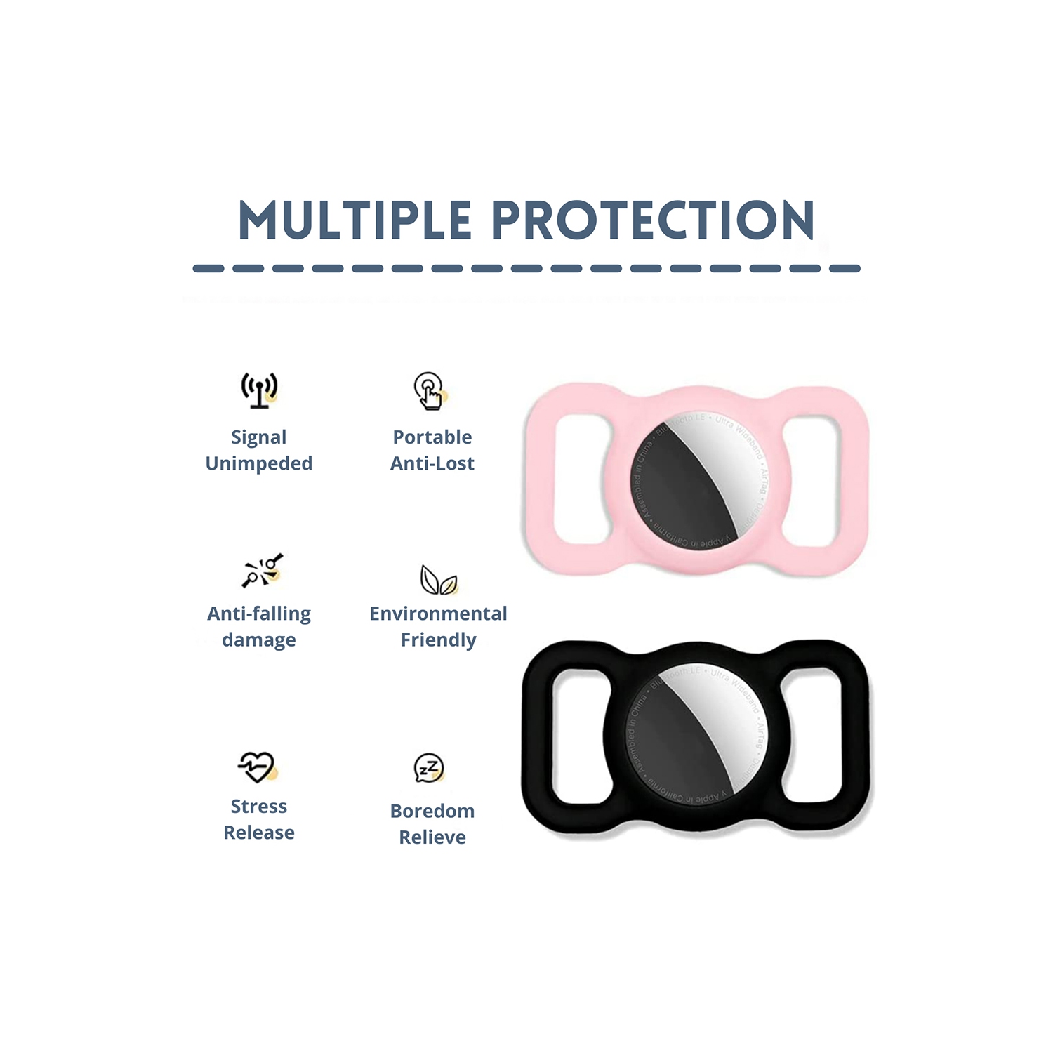 [4 Pack] Silicon AirTag Case Compatible with AirTag 2021, Air Tag Protective Holder for Dog, Cat, Pet Collar Loop Holder, Safety Anti-Lost