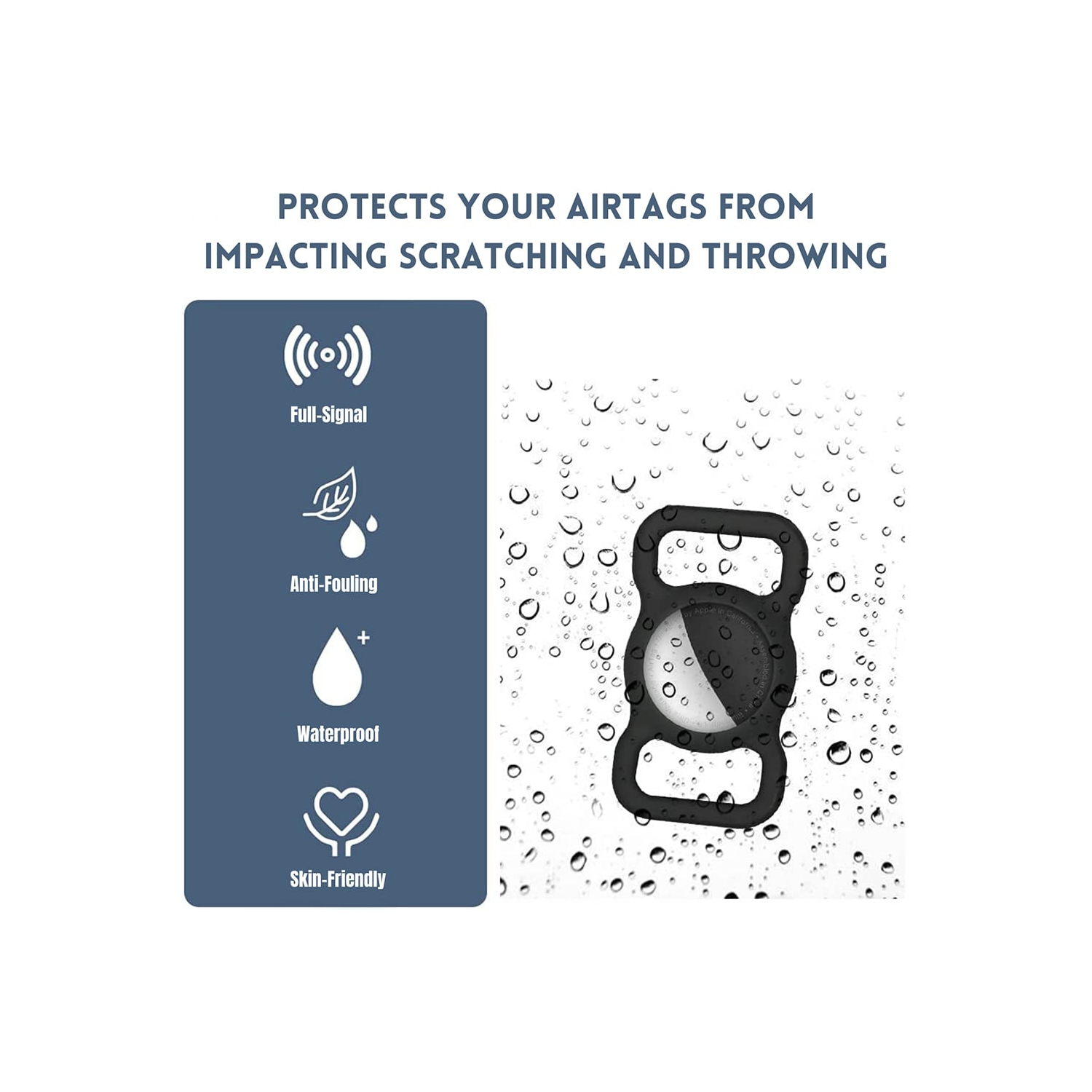 [4 Pack] Silicon AirTag Case Compatible with AirTag 2021, Air Tag Protective Holder for Dog, Cat, Pet Collar Loop Holder, Safety Anti-Lost