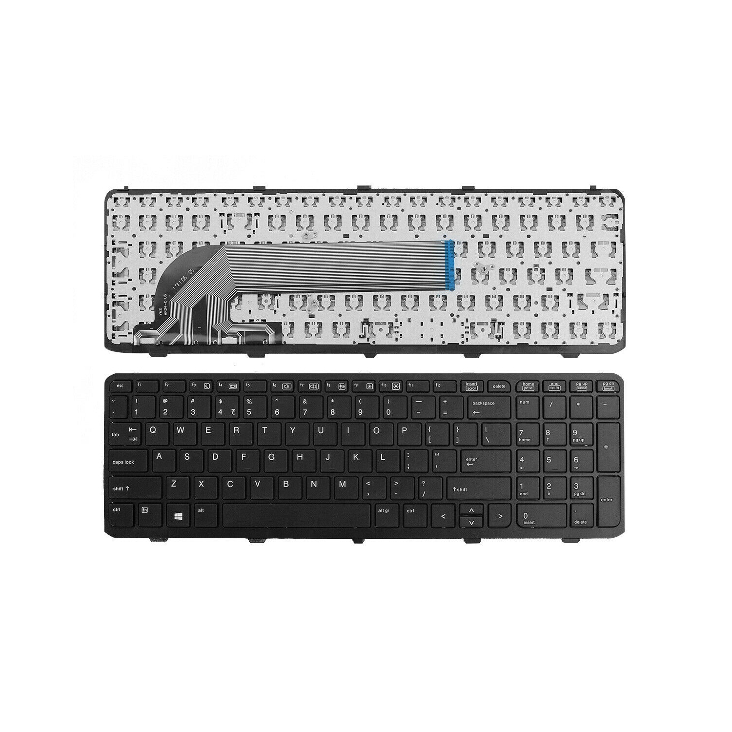 New Black US Laptop Keyboard with Frame for HP Probook 450 G0 G1 G2, 455 G1 G2, 470 G0 G1 G2 Non Backlit
