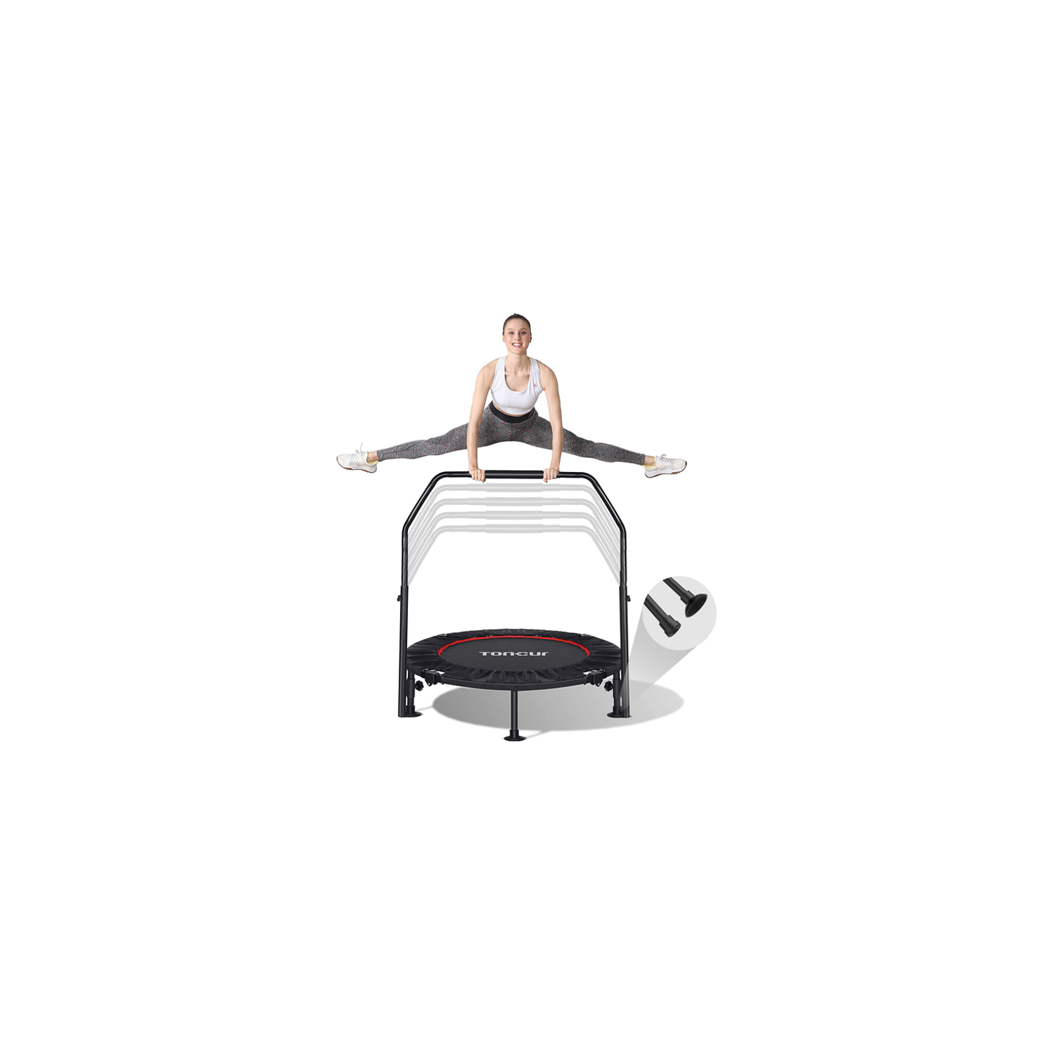 Toncur 40" Fitness Trampoline for Adults, Folding Rebounder Trampoline with Adjustable Handle for Adults & Kids Indoor Outdoor Fitness Training Workout Max Load 330 lbs
