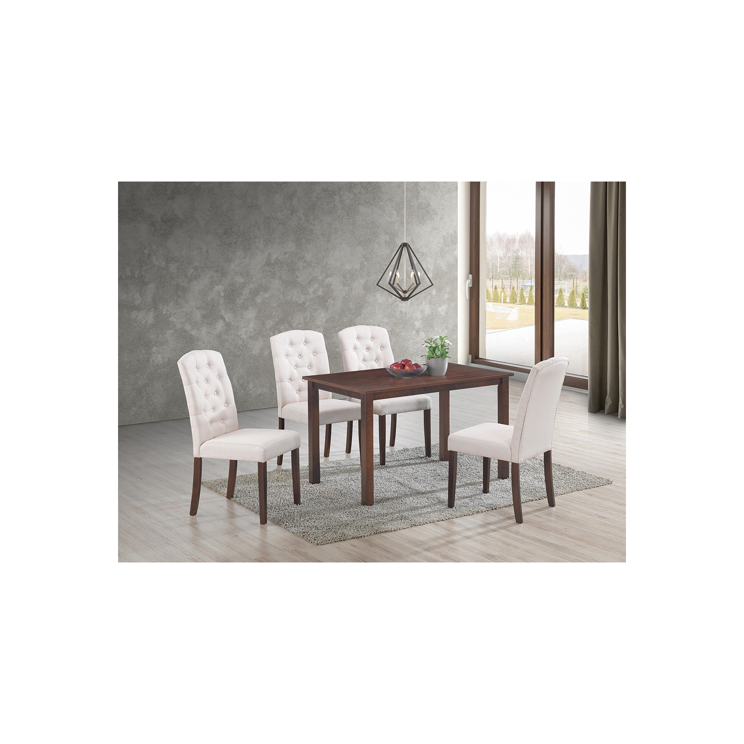 Ingrid Beige 5Pc Solid Wood Dining Set