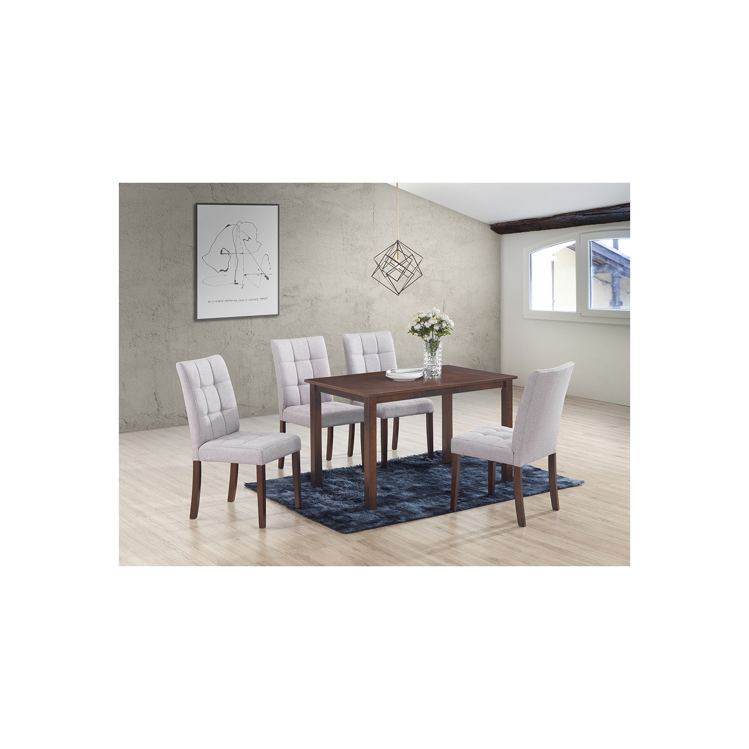 Clare Light Grey 5Pc Solid Wood Dining Set