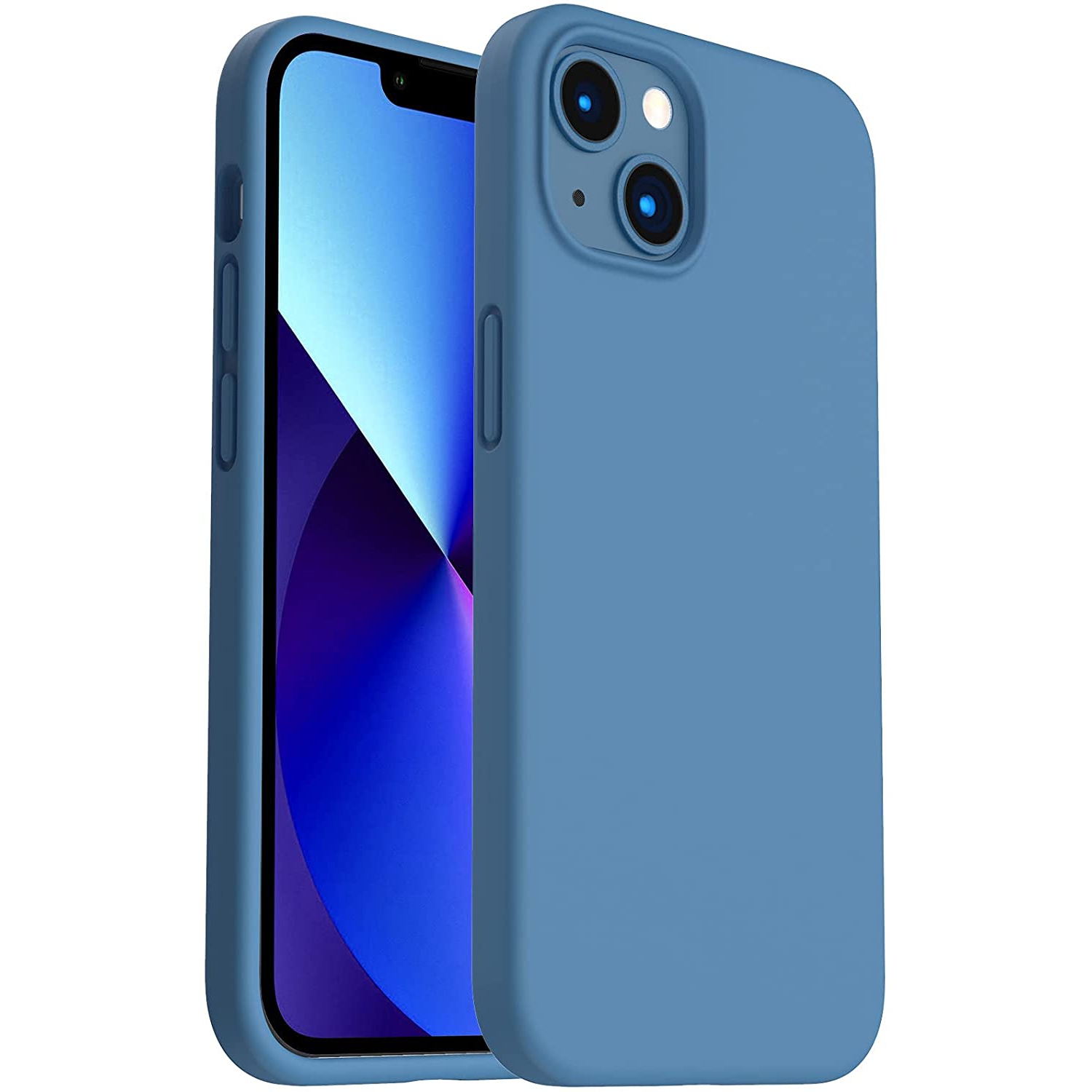 TopSave Shockproof Liquid Silicone Gel Rubber Full Body Protection Anti-Shock Cover Case Drop Protection For iPhone 13 Pro-Blue