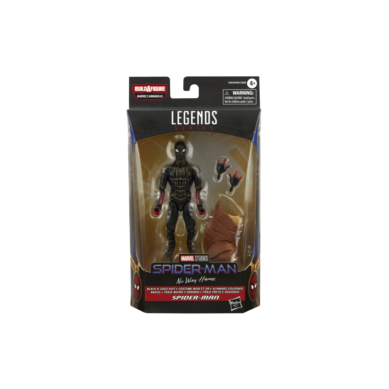 Marvel Legends Spider-Man No Way Home 6 Inch Action Figure BAF Armadillo - Black & Gold Suit Spider-Man