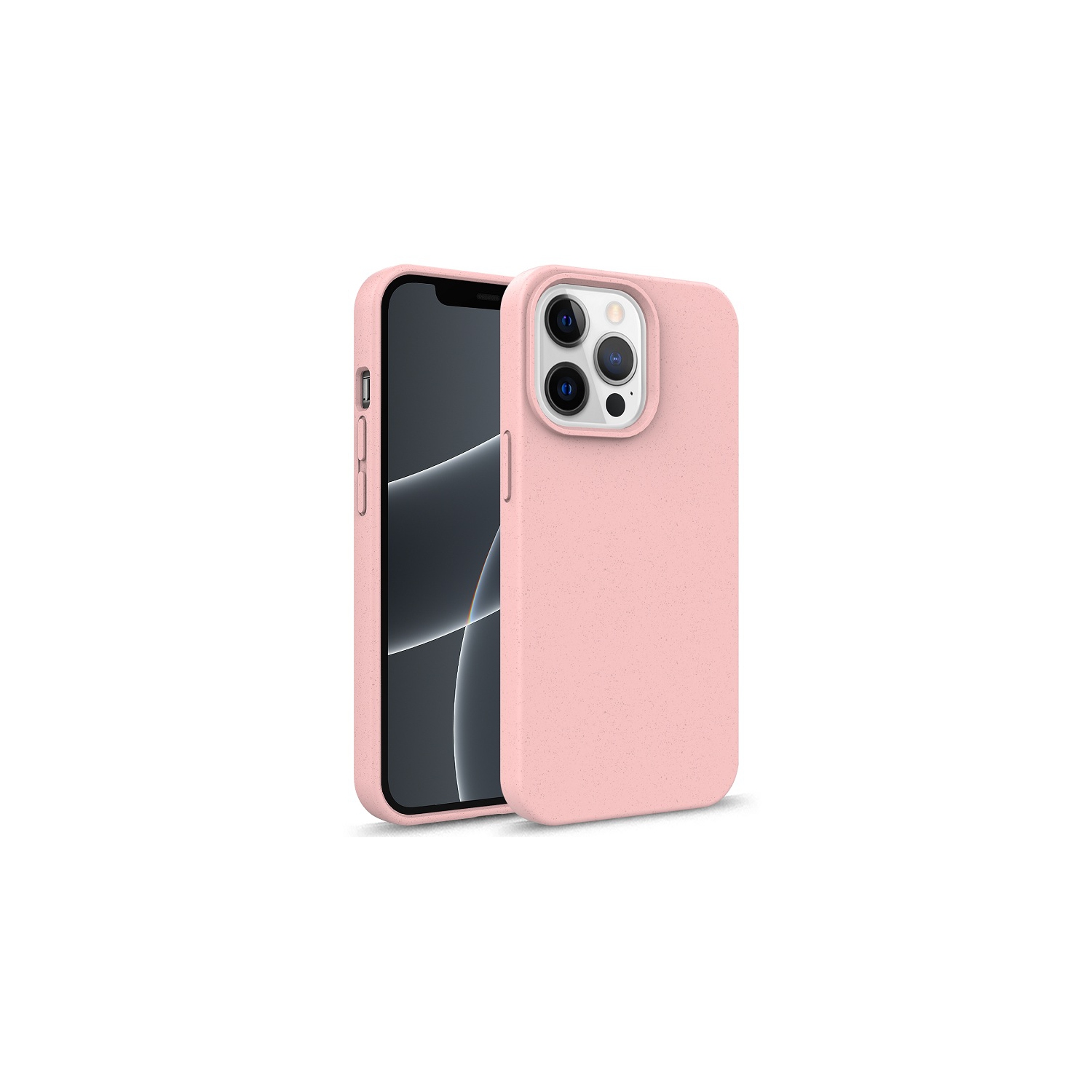 TopSave Matte Phone Cover Made of TPU and Wheat Straw Shockproof Drop Protection Case For iPhone 13 Pro Max (6.7)-Pink Sand