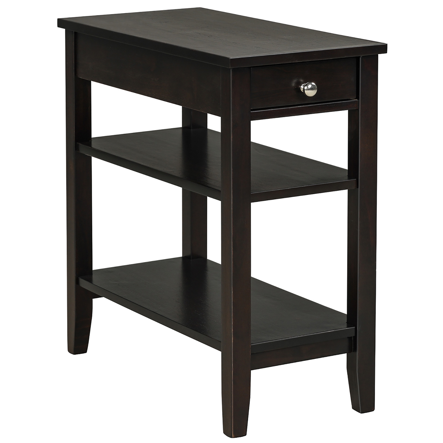 Costway 3-Tier Side End Table with Drawer Double Shelf Narrow Nightstand