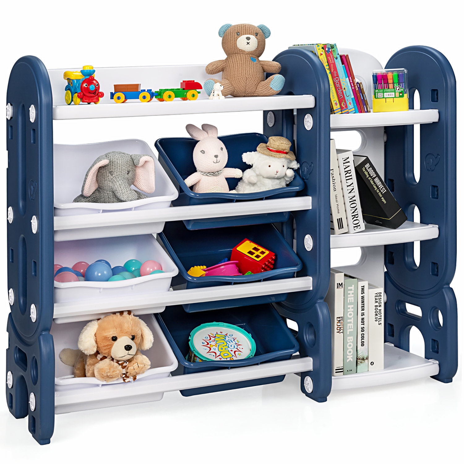 Costway Kids Toy Storage Organizer w/Bins & Multi-Layer Shelf for Bedroom Playroom