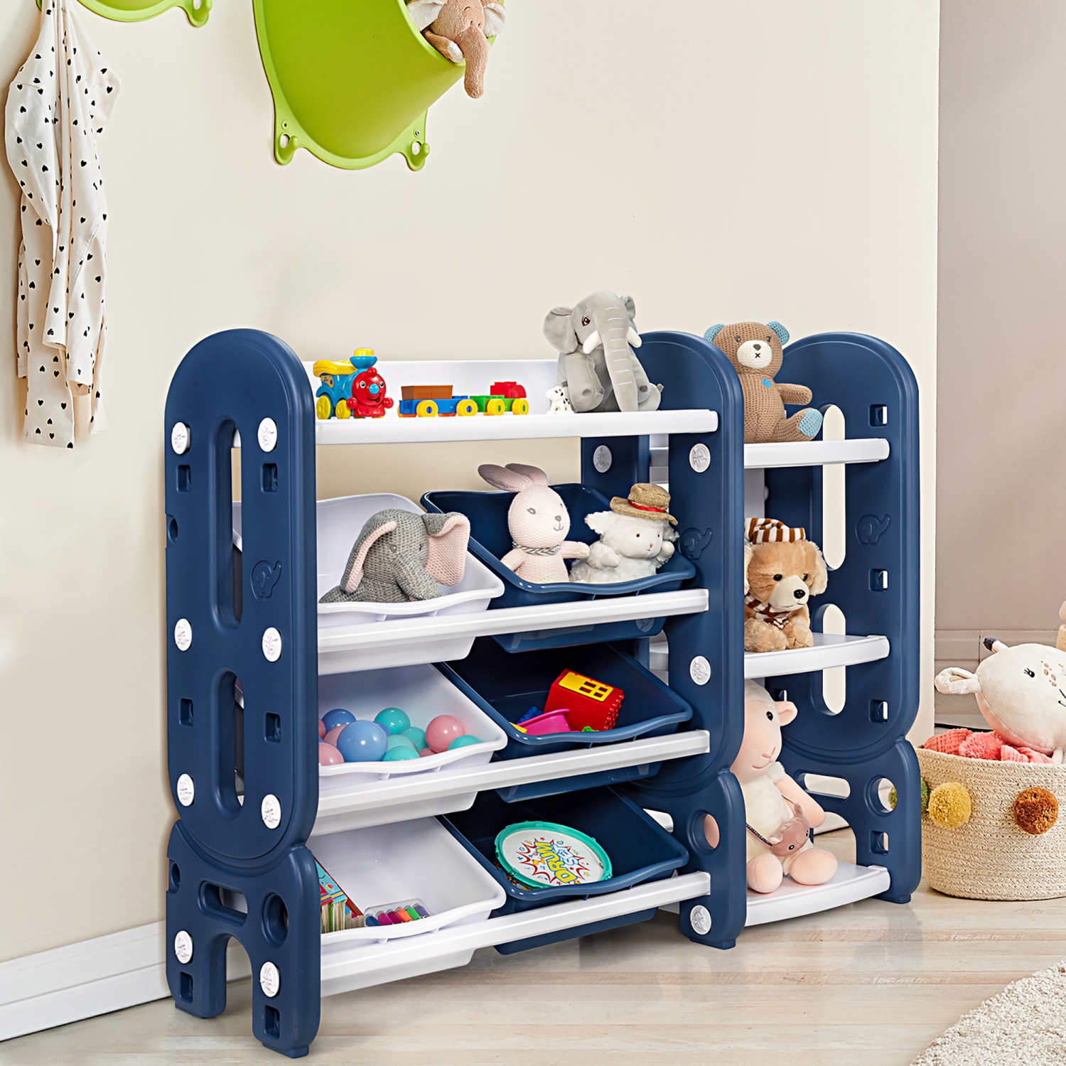 Costway Kids Toy Storage Organizer w/Bins & Multi-Layer Shelf for Bedroom Playroom