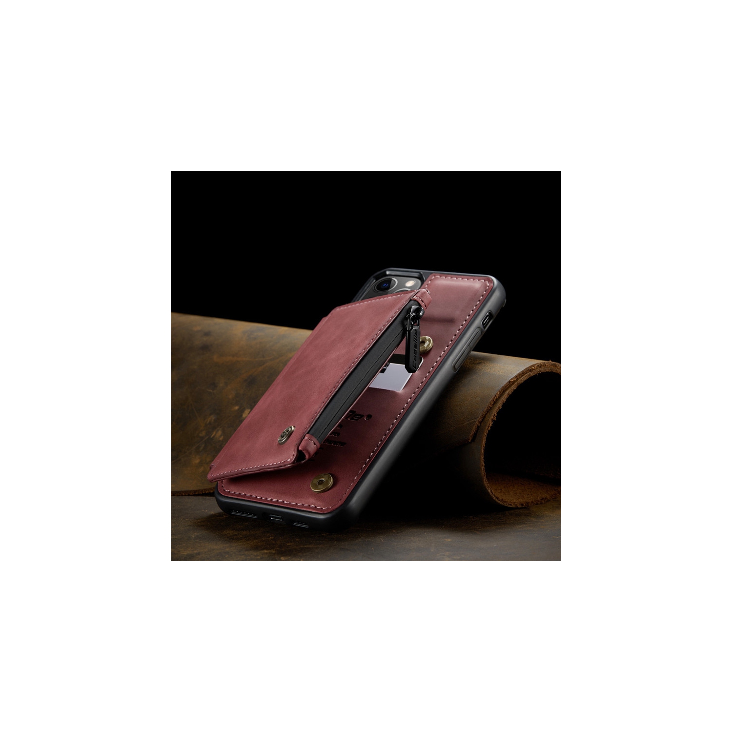 CaseMe Back case Card Slot Retro Matte Synthetic Leather Wallet Zipper Stand Cover for iPhone 13 Pro Max - Free Shipping