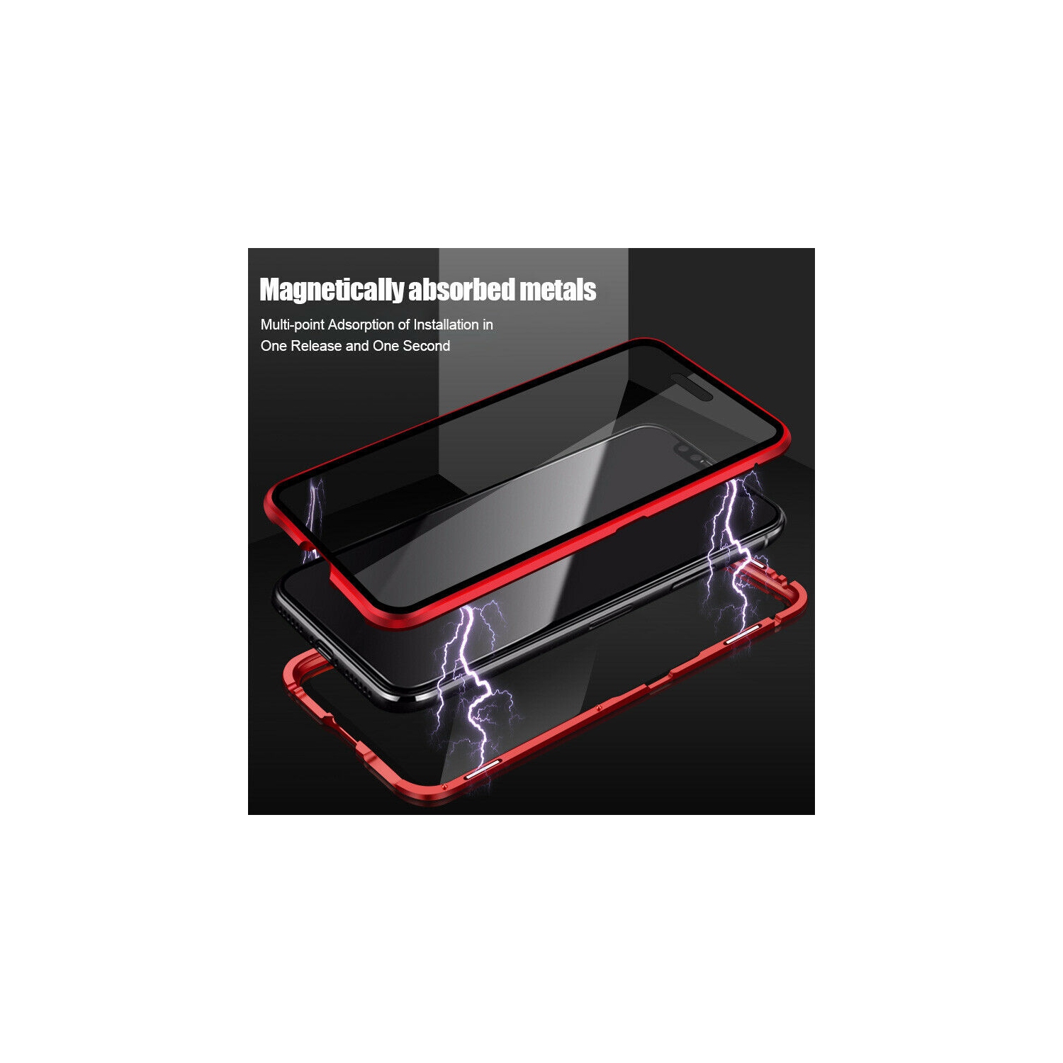 BRENDA Magnétique Coque Métallique Coque Intégrale Double Face 360 Protection en Verre Trempé avec Cadre Métallique pour iPhone 13 Pro Max