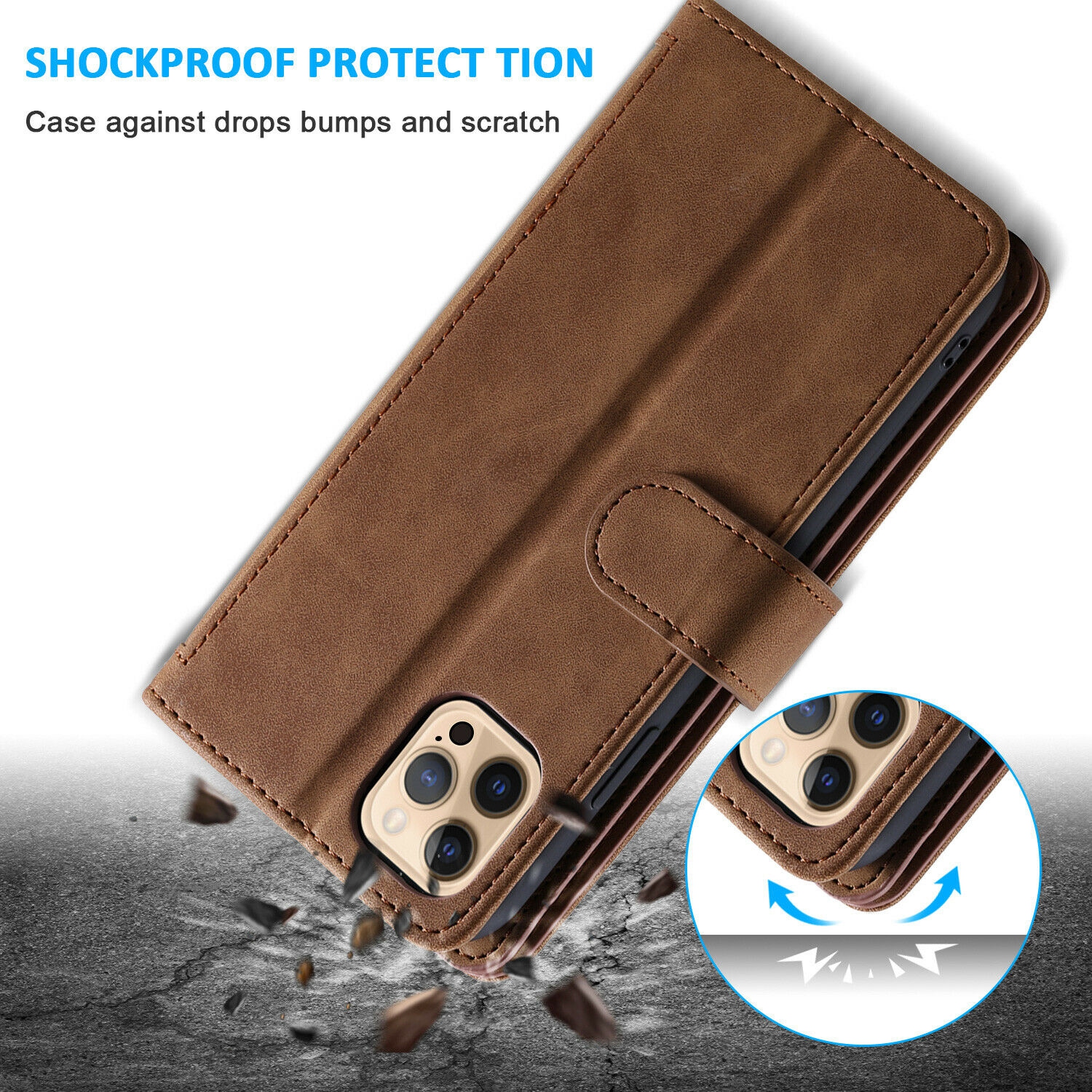 WillCase Wallet Leather Magnetic Case Shockproof Leather Zipper Flip Cover Credit Card Holder for iPhone 13 - Free Shipping