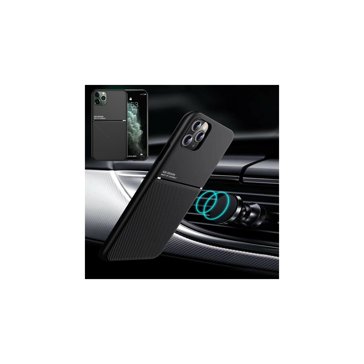 SHERVIN Étui magnétique mince Texture en cuir mince mat dos étui de téléphone Coque Pour iPhone 13 Pro Max