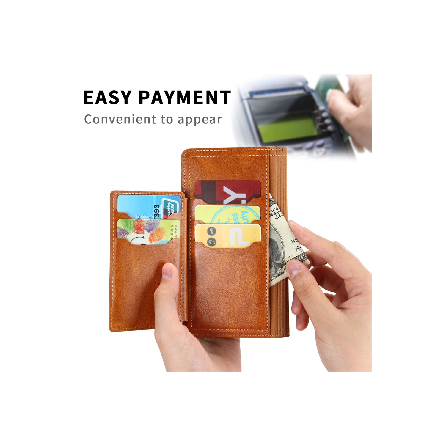 Kelvin Leather Flip Zipper Magnetic Wallet Phone Case Card Holder For iPhone 12 Pro Max - Free Shipping