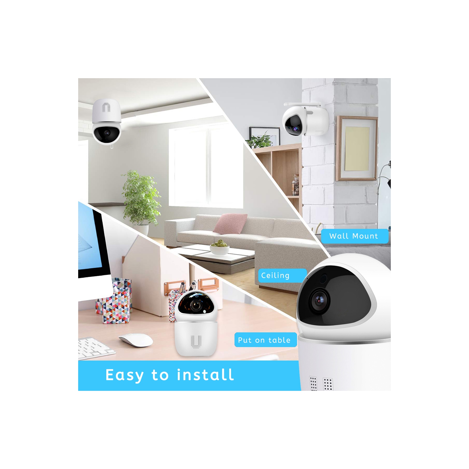 SELIN Security Camera Wireless Full HD 1080P WiFi Home Dome Surveillance Cameras Two-Way Audio Motion Detection Night Vision Pan/Tilt/Zoom for