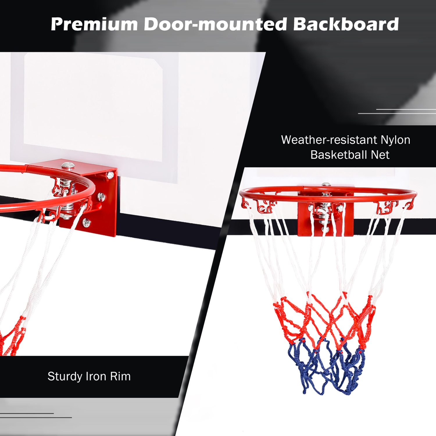 Costway Over-The-Door Mini Basketball Hoop Includes Basketball & Hand Pump 2 Nets Indoor Sports