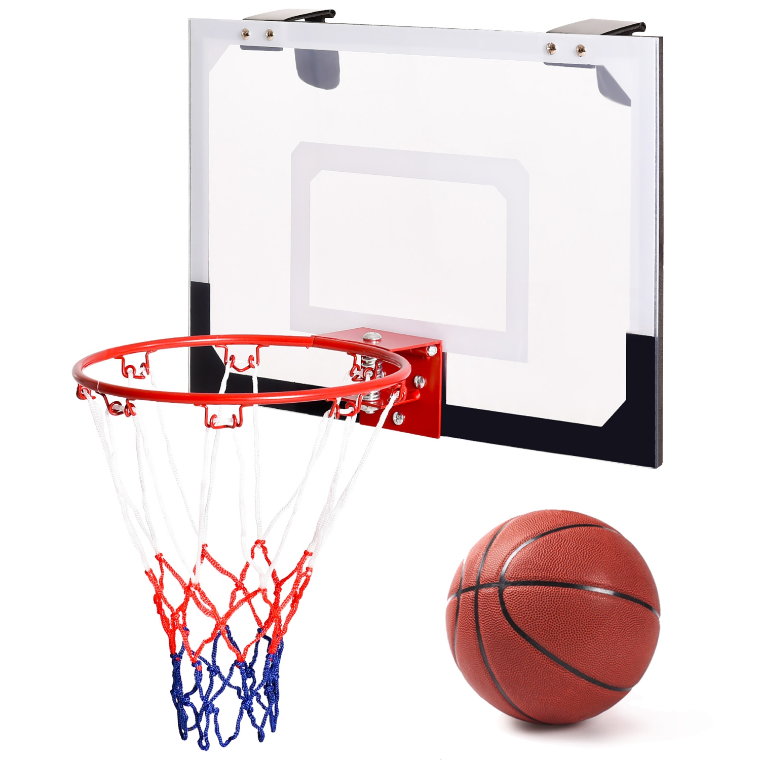 Costway Over-The-Door Mini Basketball Hoop Includes Basketball & Hand Pump 2 Nets Indoor Sports