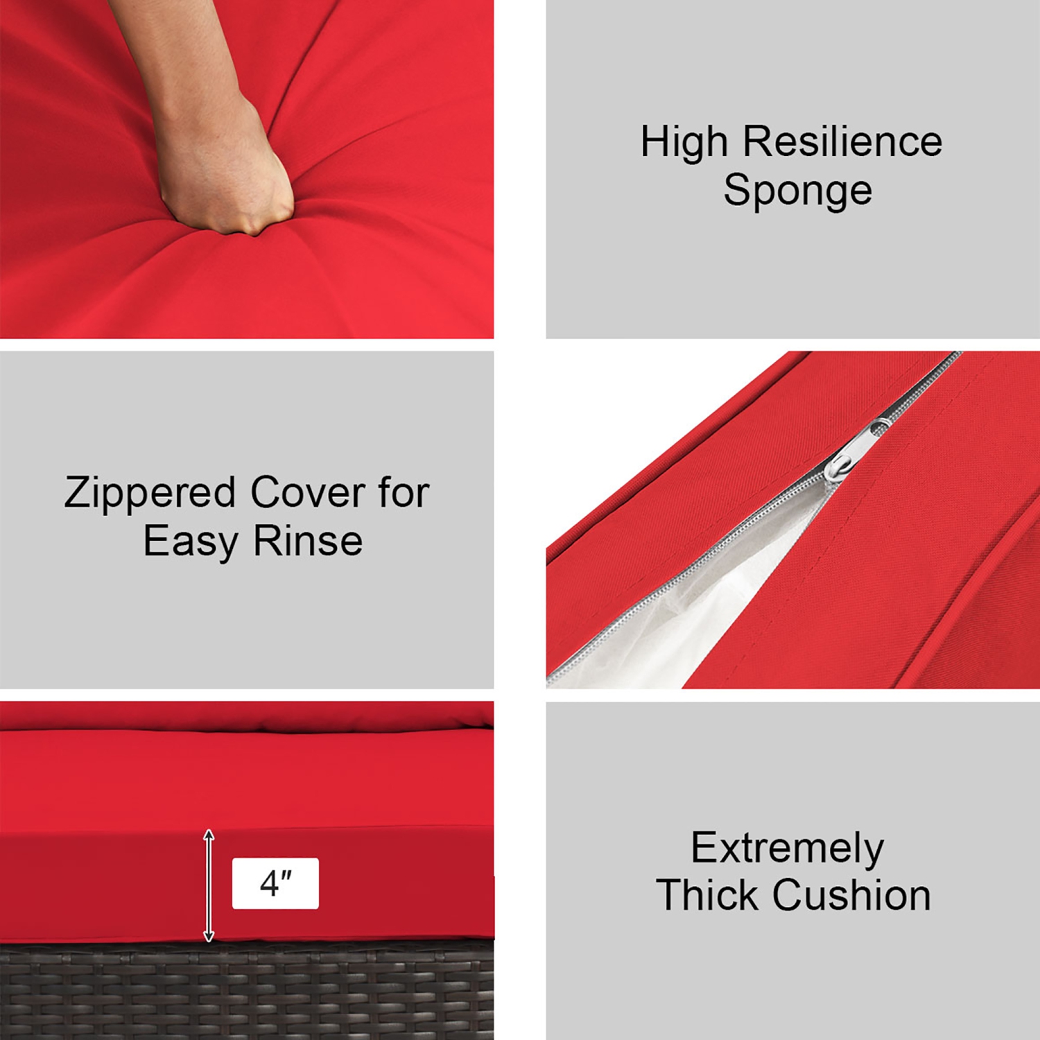 Costway 6PCS Outdoor Patio Rattan Furniture Set Cushioned Sectional Sofa