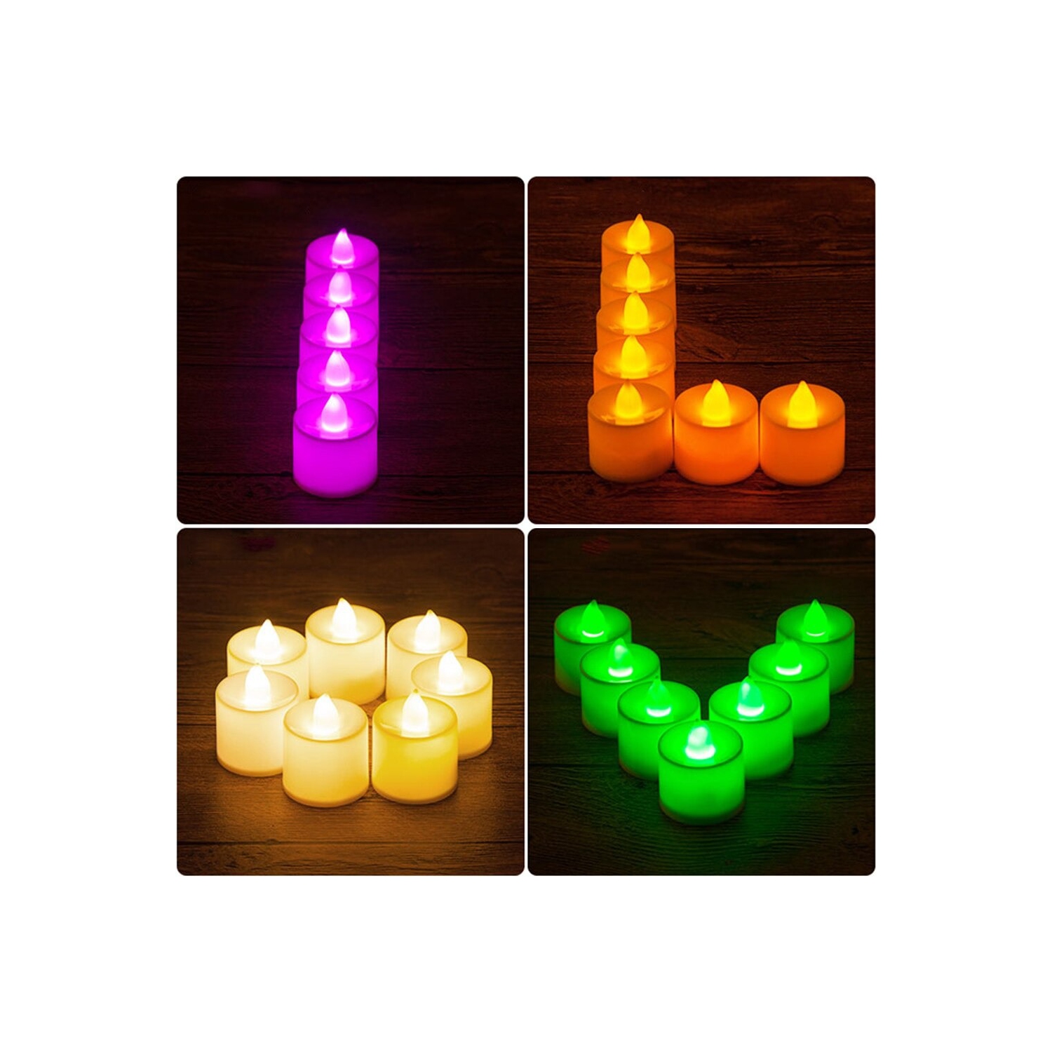 Nanum Realistic and Bright Flickering Bulb Battery Operated Flameless LED Tea Light for Seasonal & Festival Celebration, Pack of 24, Electric Fake