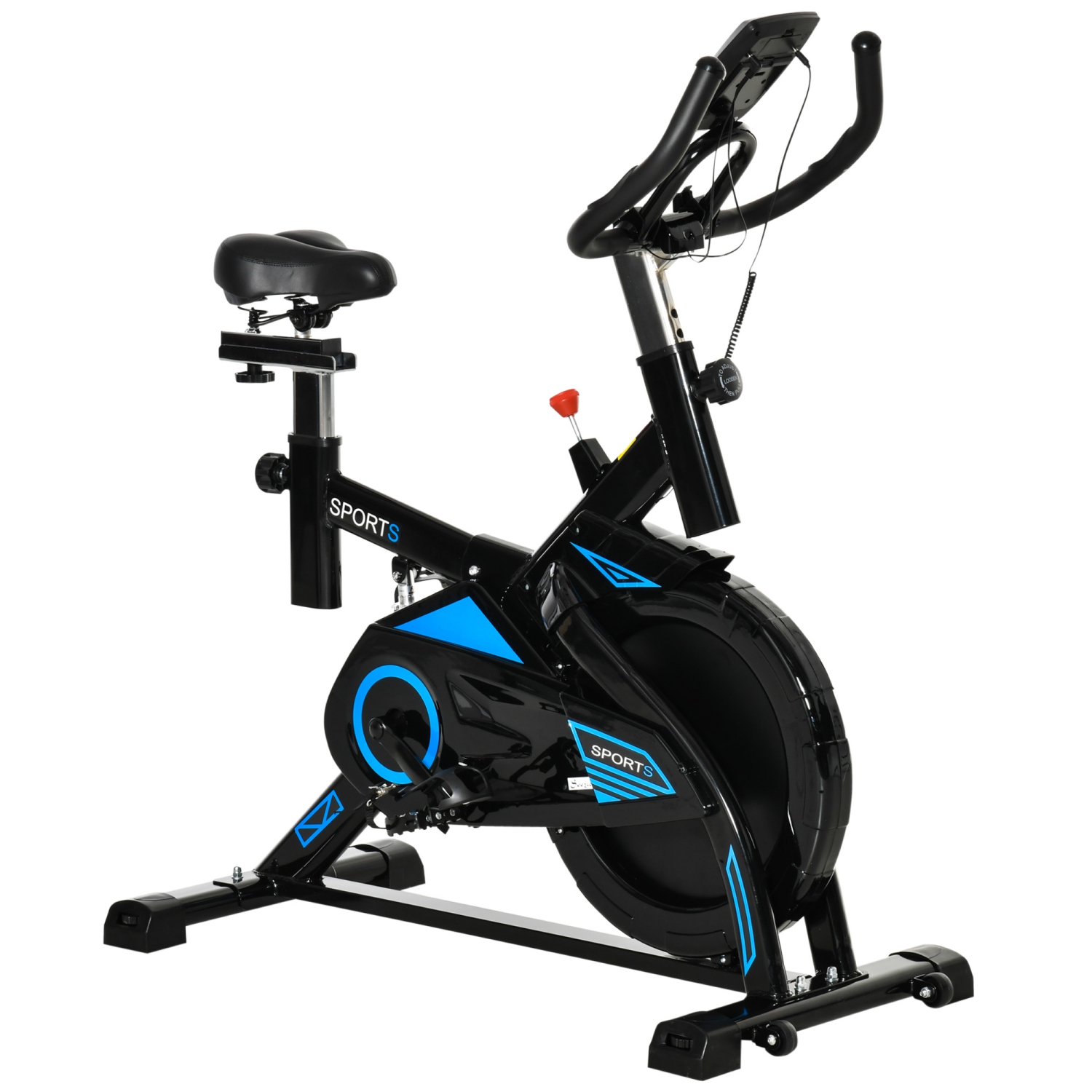 Soozier Stationary Exercise Bike Indoor Cardio Workout Cycling Bicycle w/ Heart Pulse Sensor & LCD Monitor 28.6lb Flywheel Adjustable Resistance