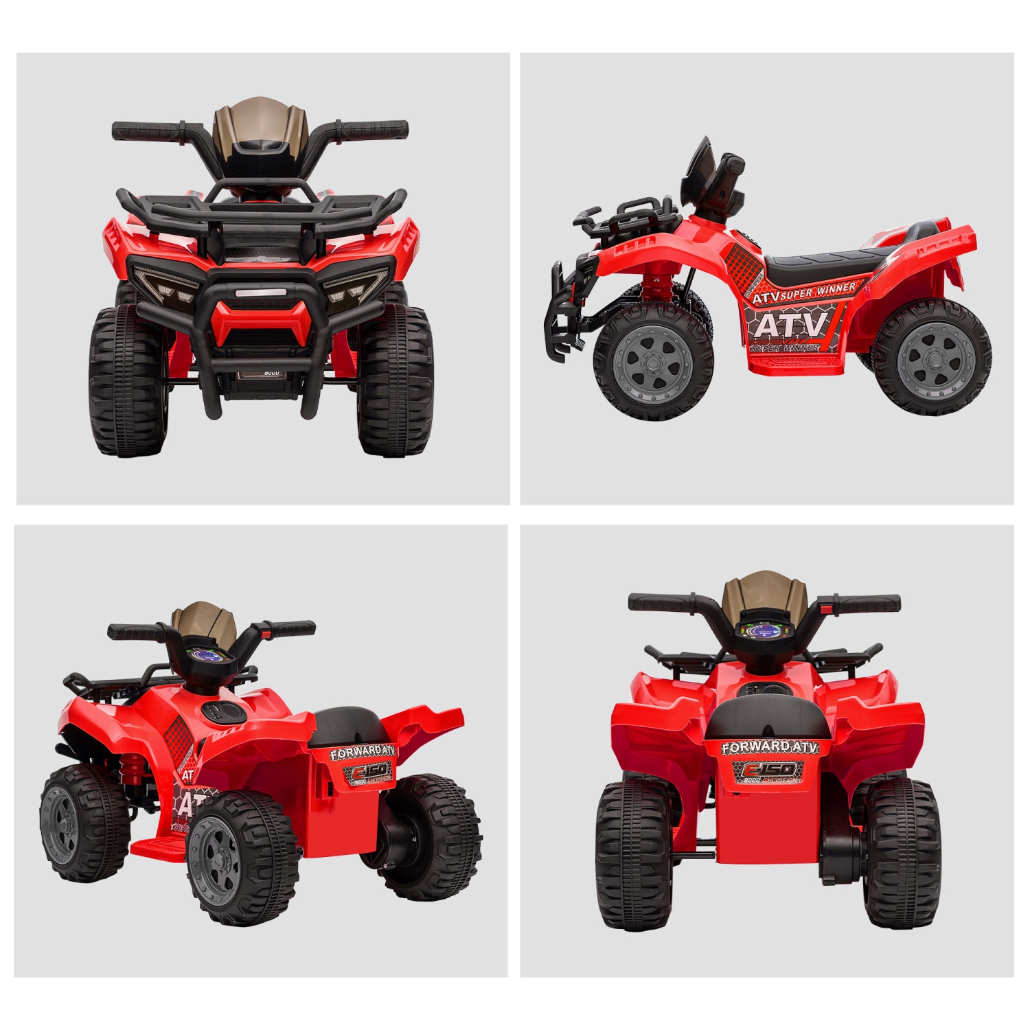 Aosom – Quad 6&nbsp;V pour enfants, voiture-jouet porteur électrique à batterie 4 Wheeler avec musique, avant, pour garçons et filles de 18-36 à 6
