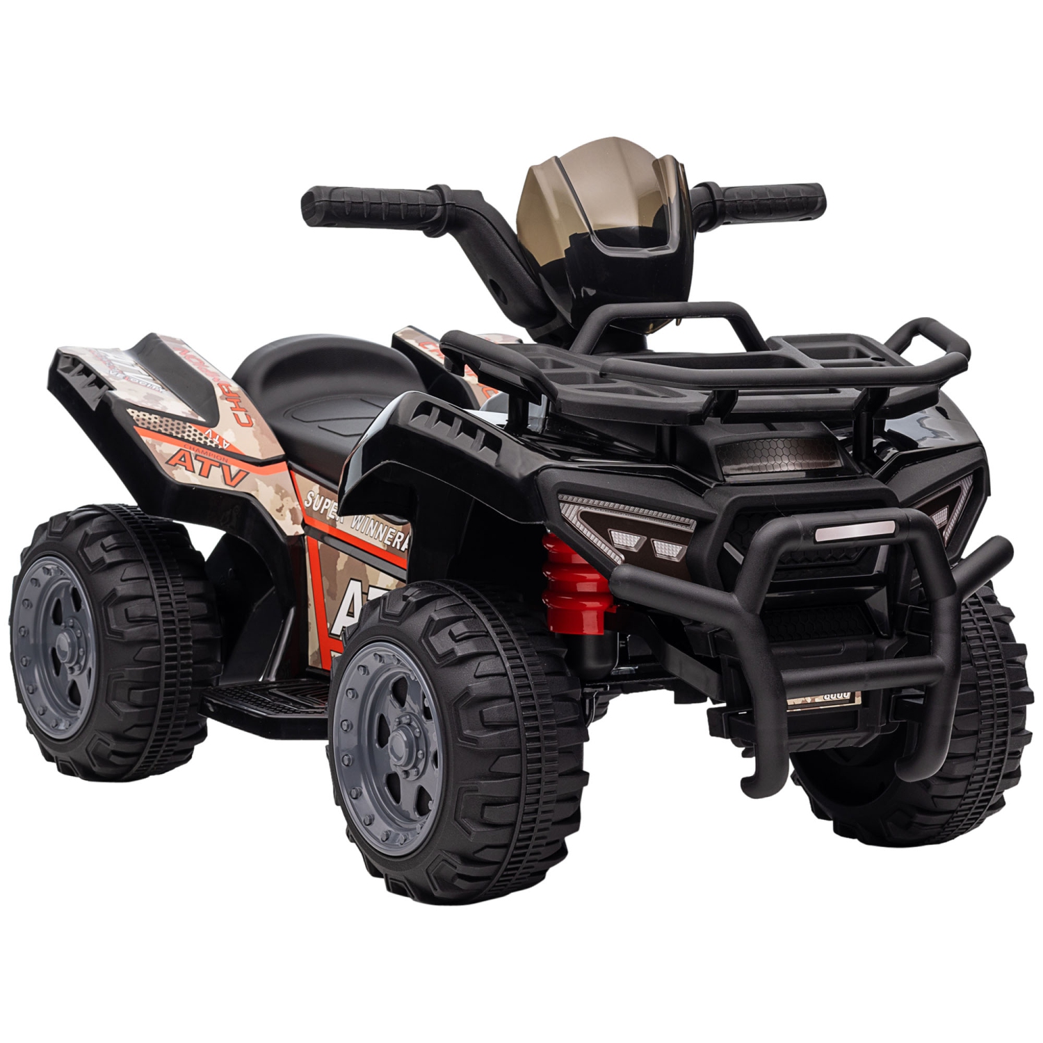 Aosom 6V Kids ATV Quad, 4 Wheeler Battery Powered Electric Ride on Car with Music, Forward, for Boys and Girls Ages 18-36 Months, Black