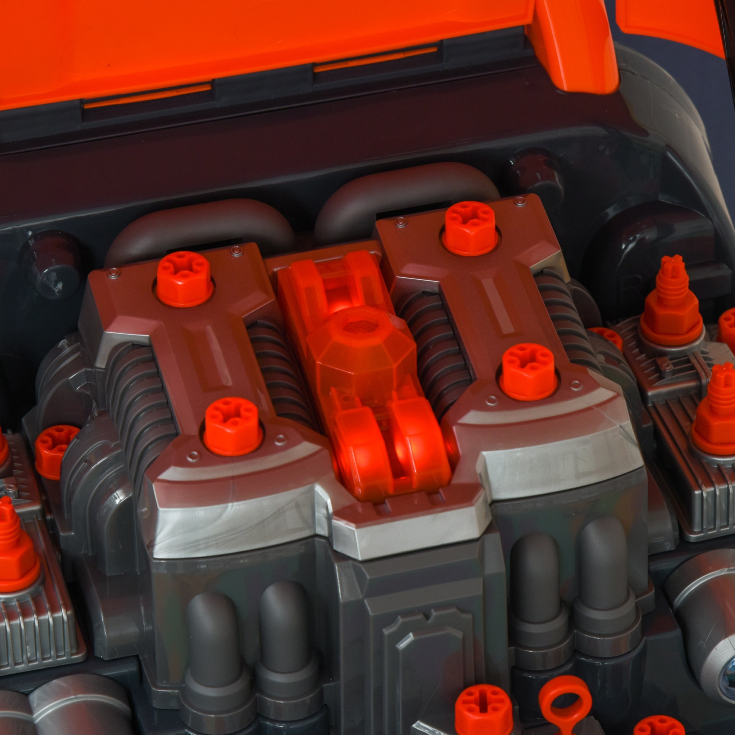 Qaba Kids Truck Engine Toys for Boys Girls 3 4 5 ans, Toddlers Construction Educational Repair Car Tool avec lumière et son, orange