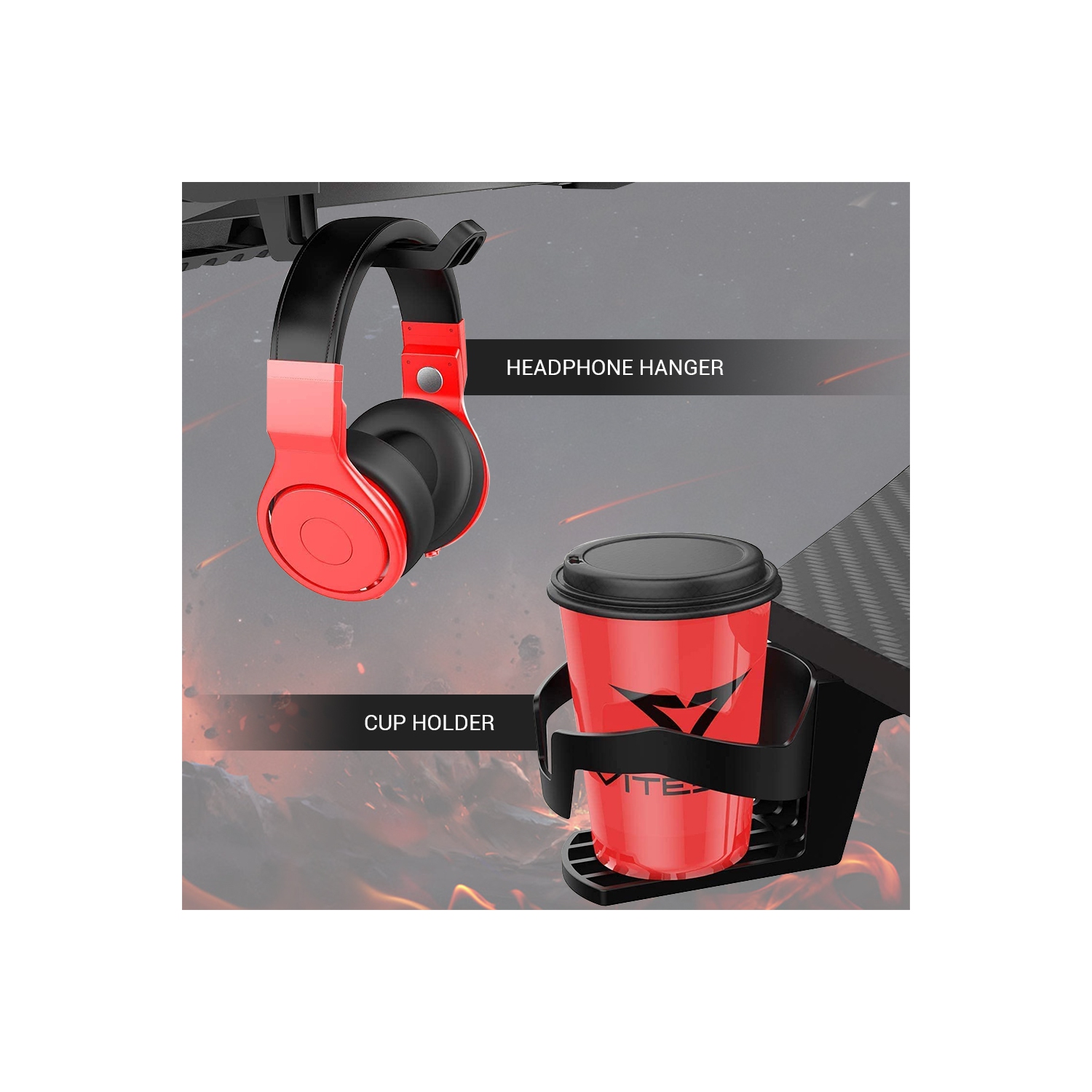 55" Ergonomic T-Shaped PC Gaming Desk , Home Office Computer Desk Workplace with Full Cover Mousepad and Cup Holder Headphone Hook Cable Management