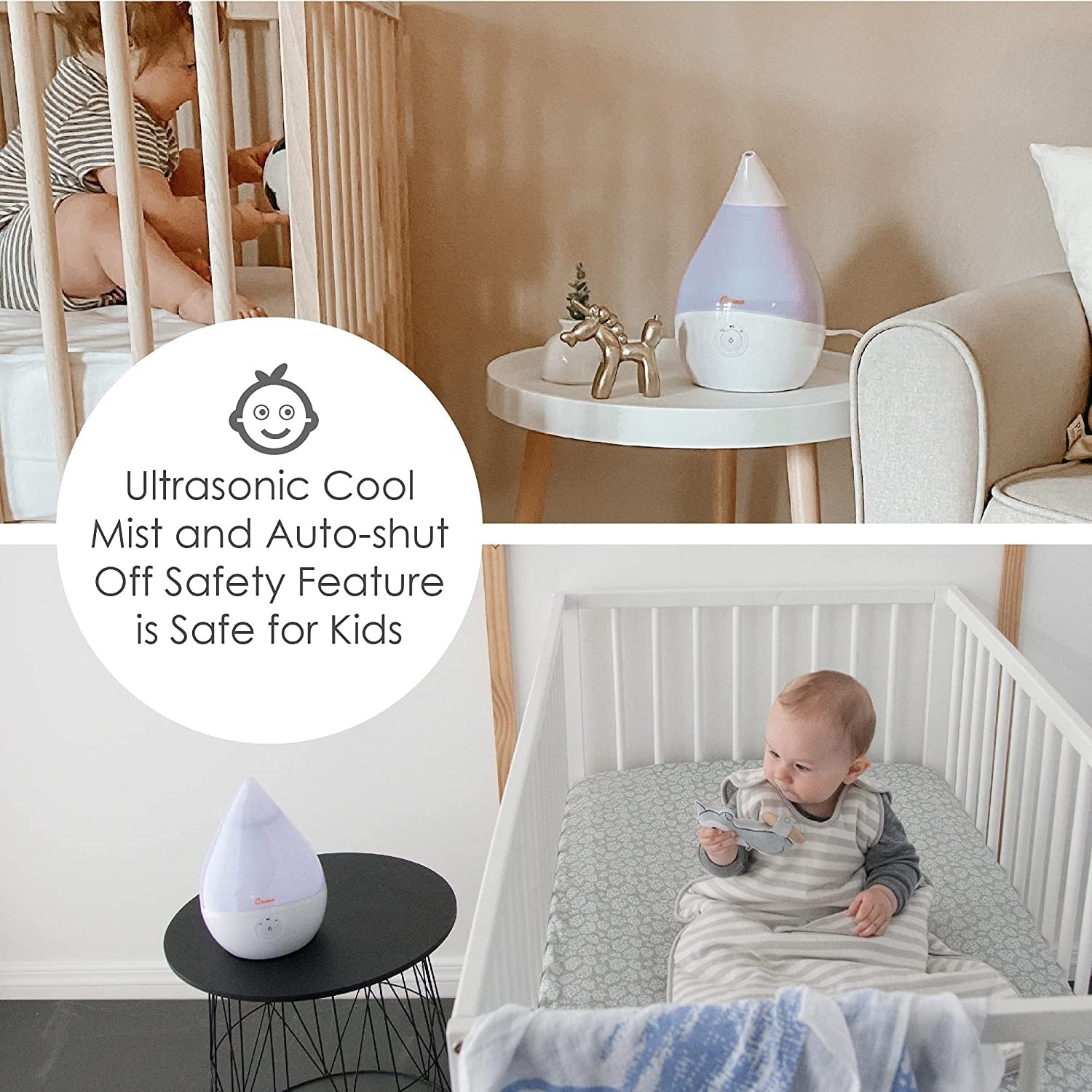 Crane Ultrasonic Cool Mist Humidifier White Droplet