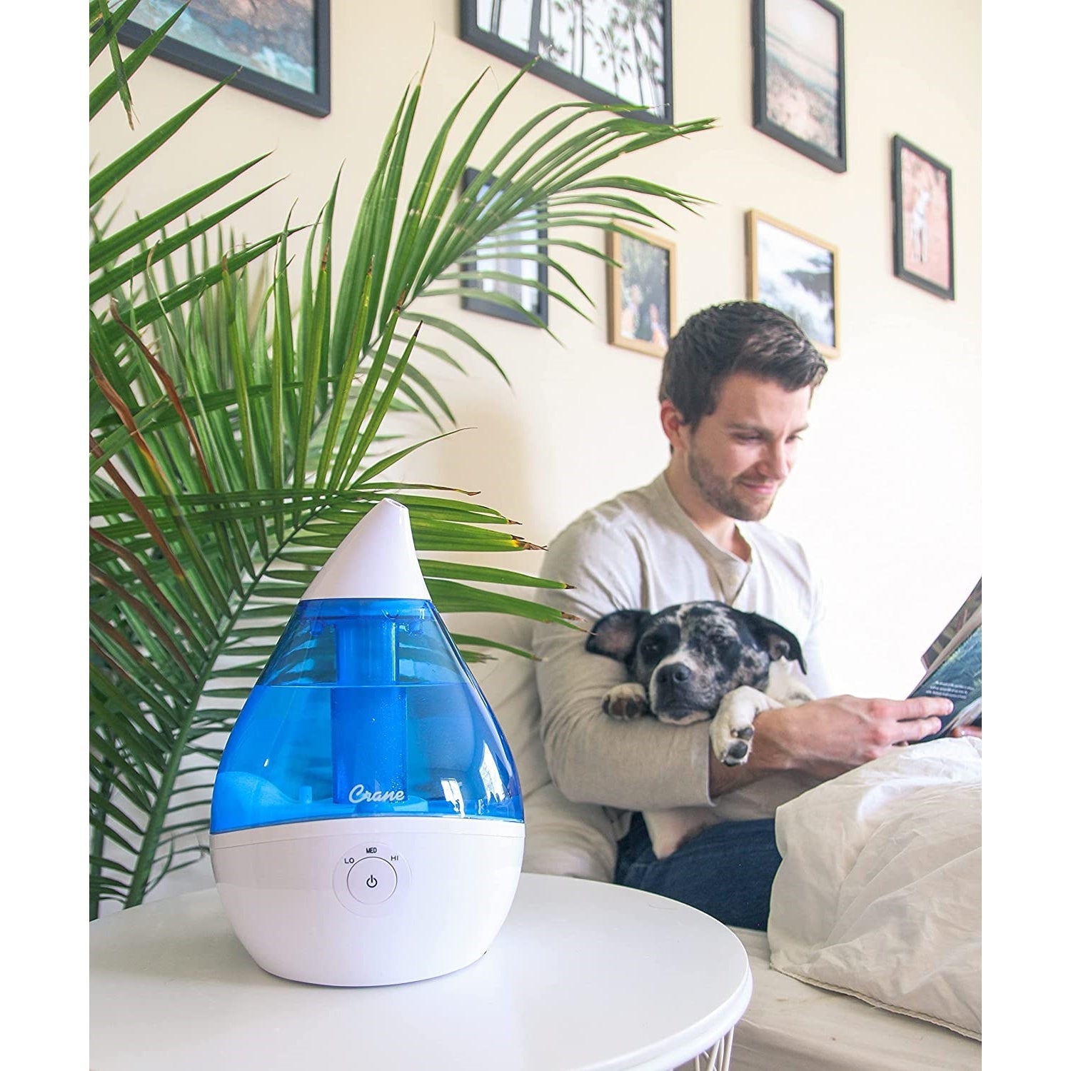 Crane Ultrasonic Cool Mist Humidifier Blue/White Droplet