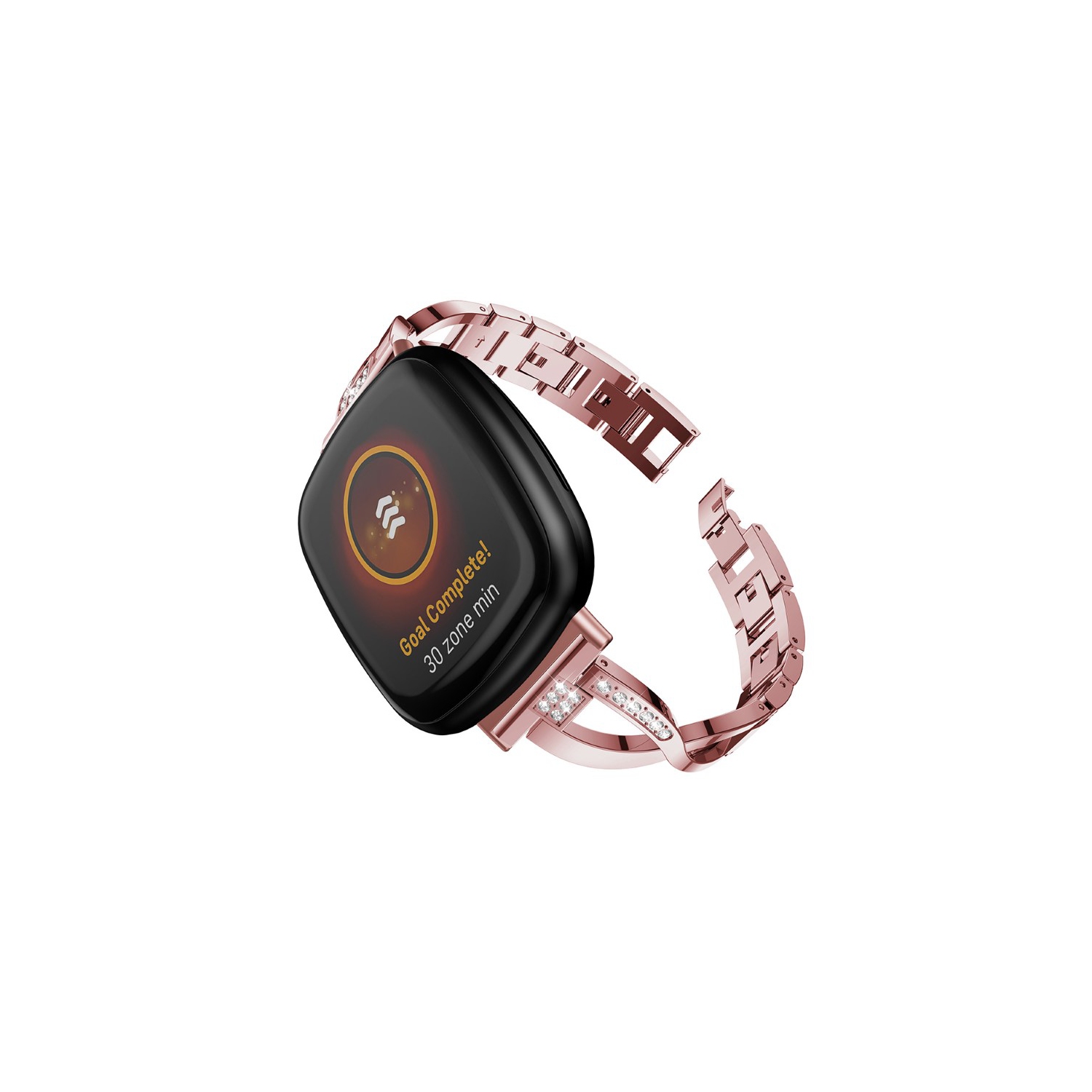 Bracelet StrapsCo fait d'un alliage métallique et du strass avec maillons X pour Fitbit Sense - Or Rosé