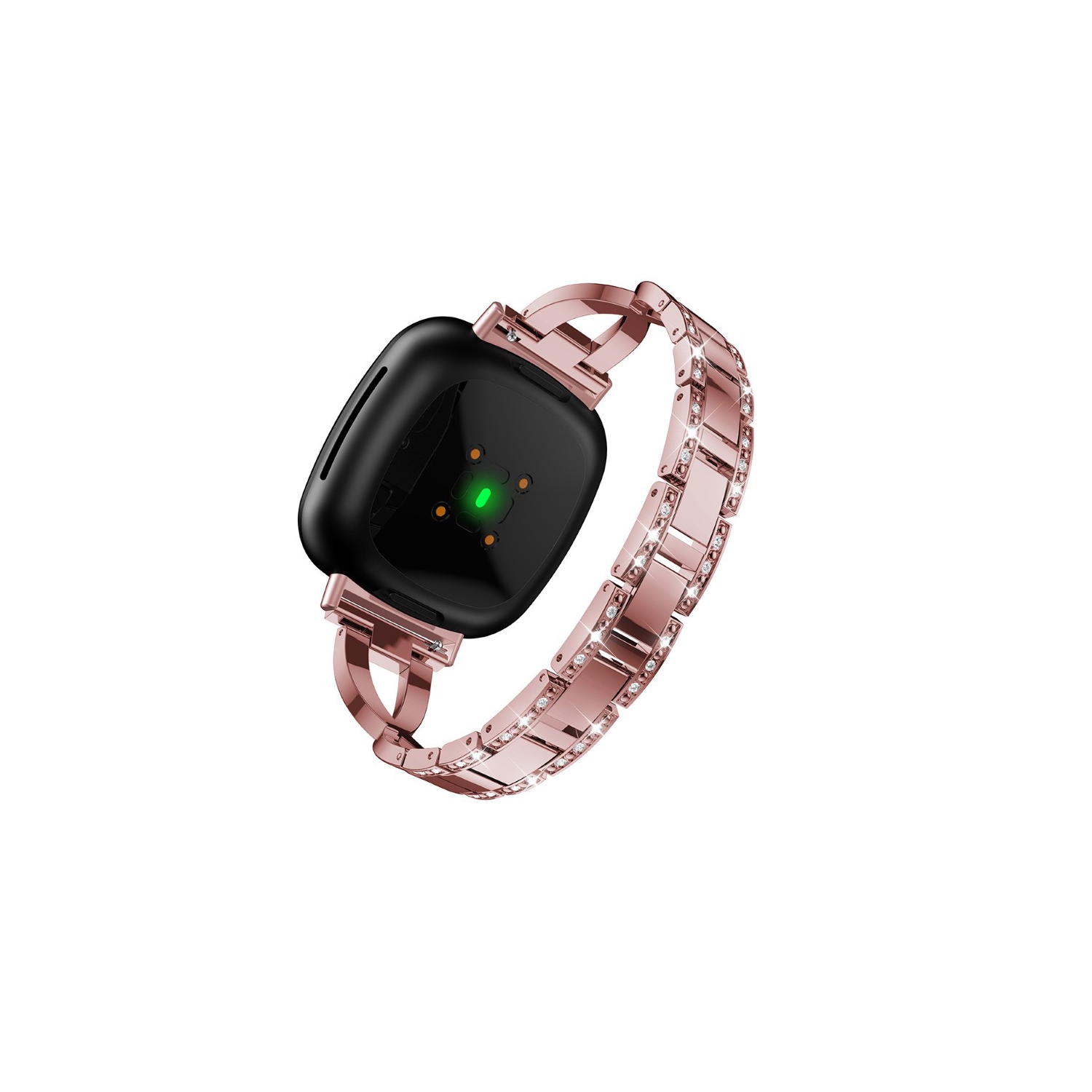 Bracelet StrapsCo fait d'un alliage métallique et du strass avec maillons X pour Fitbit Sense - Or Rosé