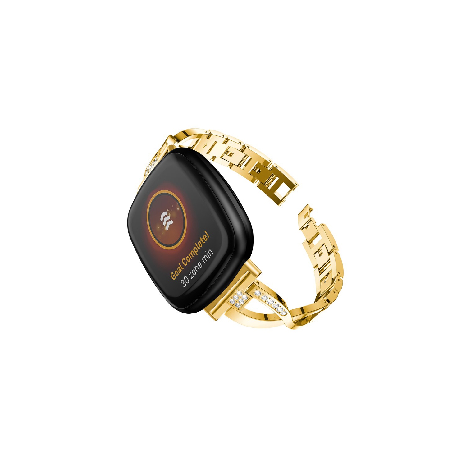 Bracelet StrapsCo fait d'un alliage métallique et du strass avec maillons X pour Fitbit Versa 3 - Or Jaune