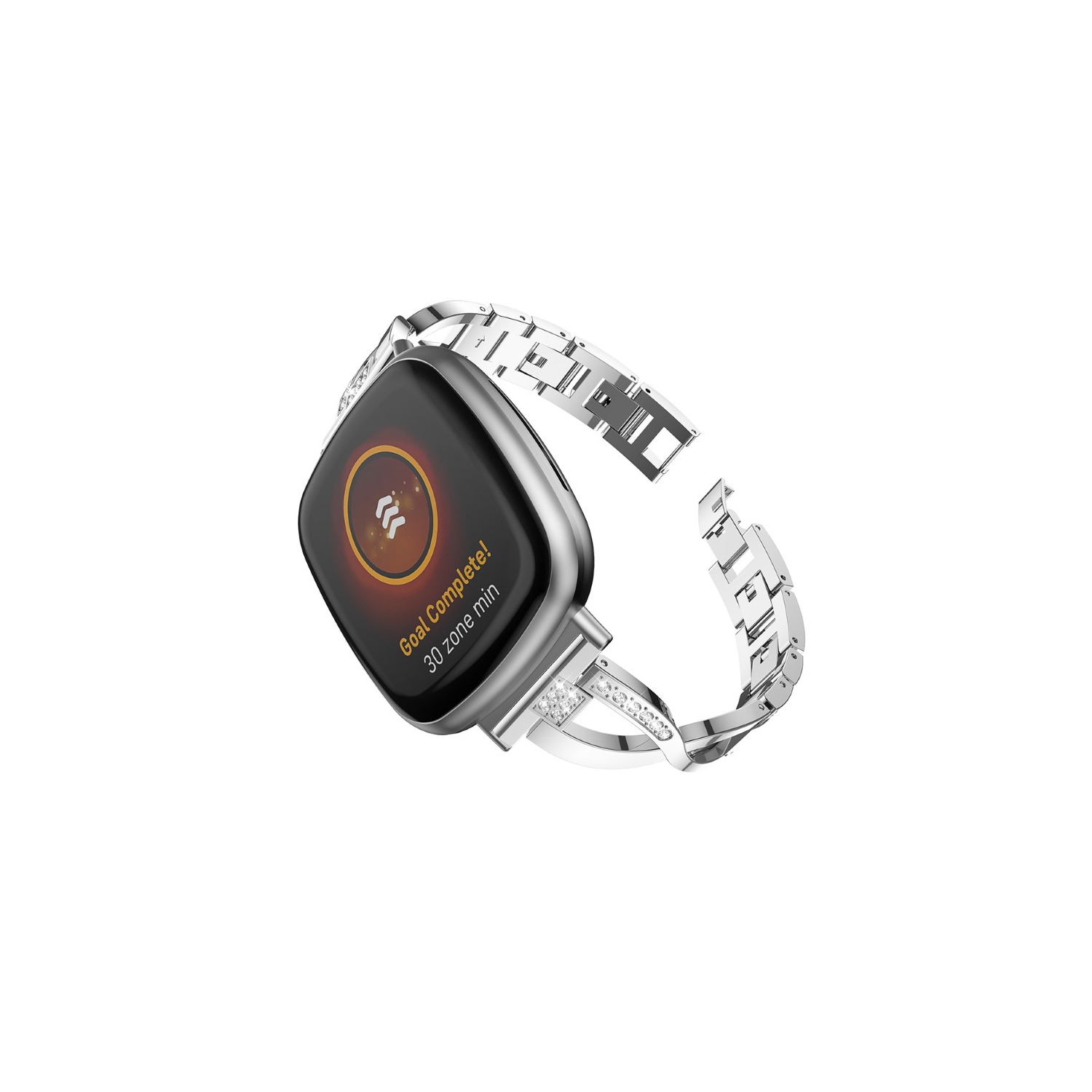 Bracelet StrapsCo fait d'un alliage métallique et du strass avec maillons X pour Fitbit Sense - Argent