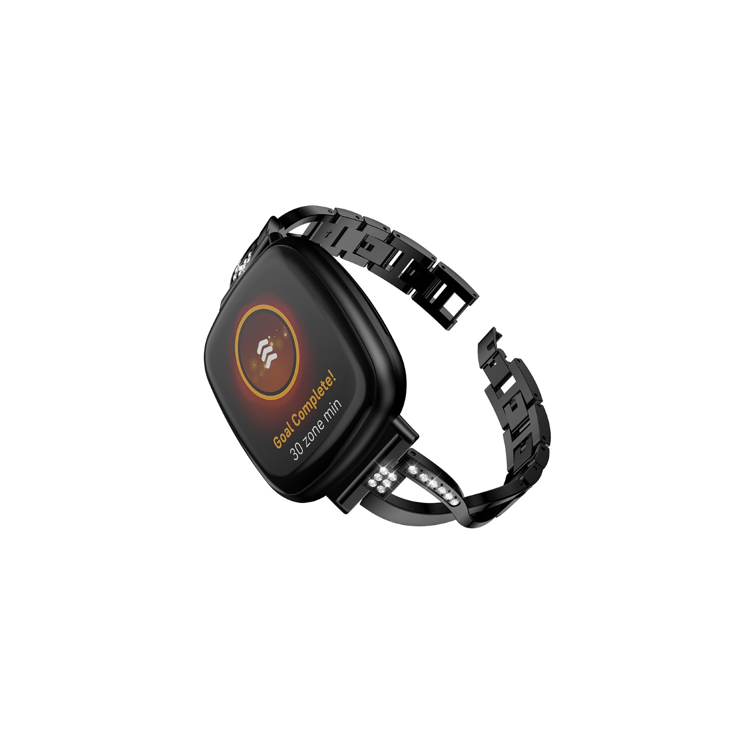 Bracelet StrapsCo fait d'un alliage métallique et du strass avec maillons X pour Fitbit Versa 3 - Noir