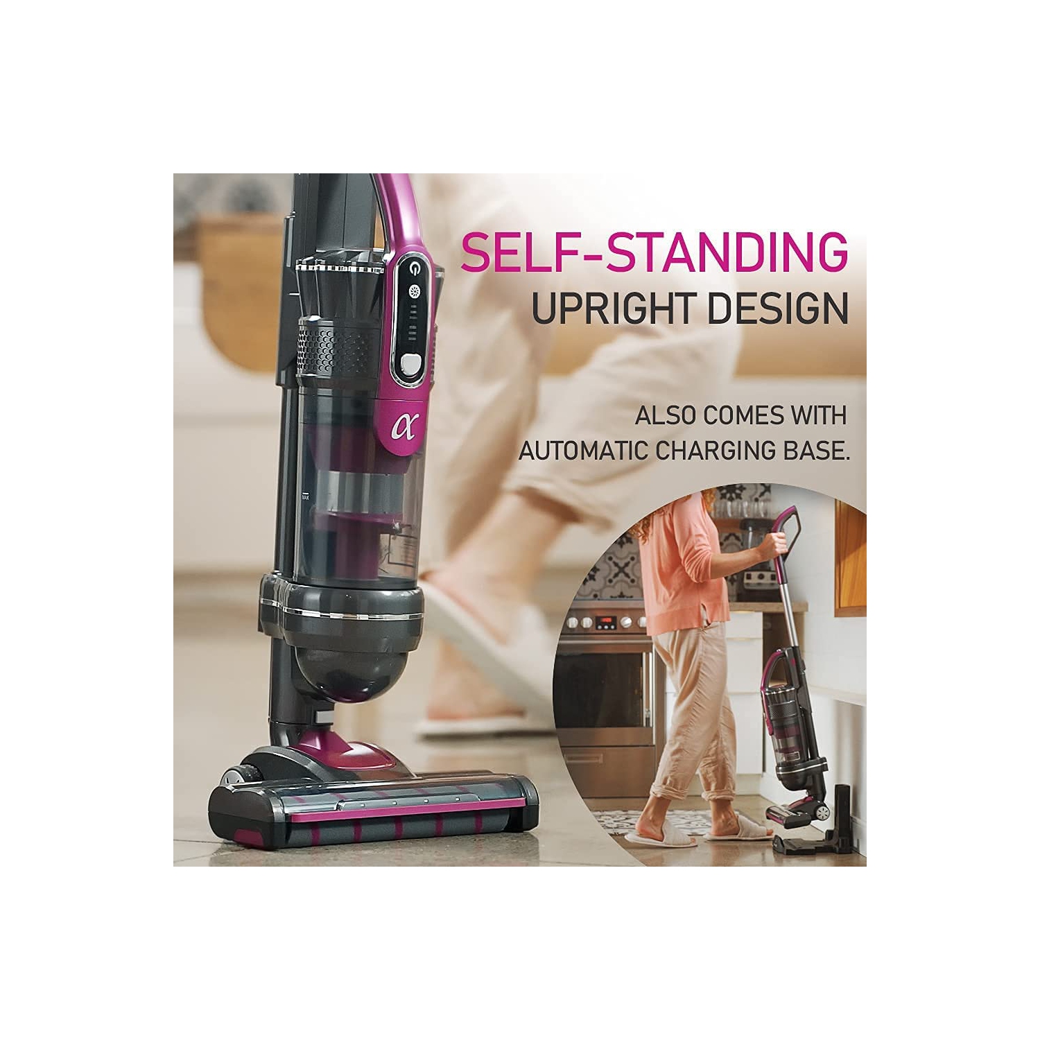 Aspirateur vertical sans fil TEC Alpha de ROOMIE, aspiration ultra puissante de 22 Kpa, filtre HEPA en acier inoxydable, brosse pour animaux et base