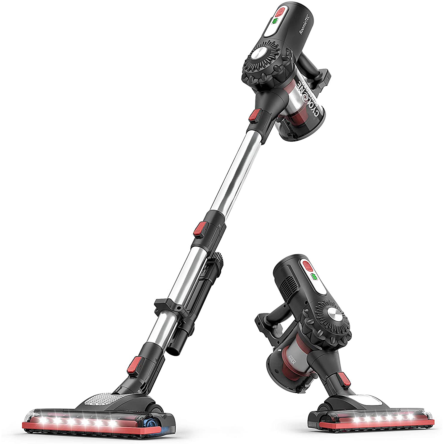 RoomieTEC Cordless Stick Vacuum Cleaner, 2 in 1 Handheld Vacuum with 120W Suction Power, Stainless Steel Filter, HEPA Filter, Designed for Floor,